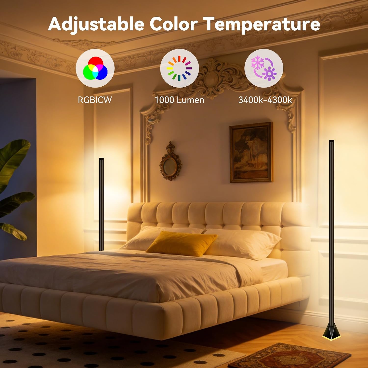 Thumbnail 3 de Corner Floor Lamp with App and Remote Control for Mood Lighting