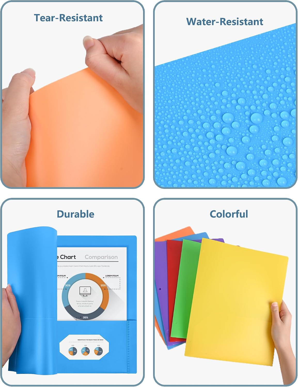 Detalle de Cesil Plastic Pocket Folders, Letter Size