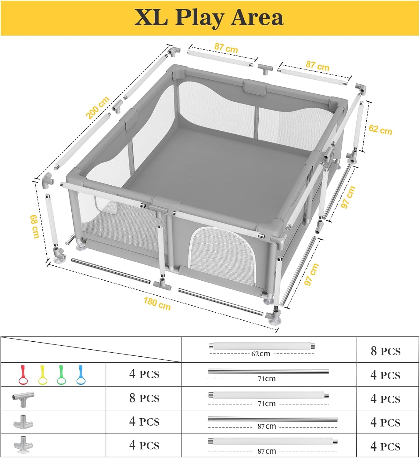 Detalle de Box Bambini 200 x 180 x 68 cm Recinto per Bambini