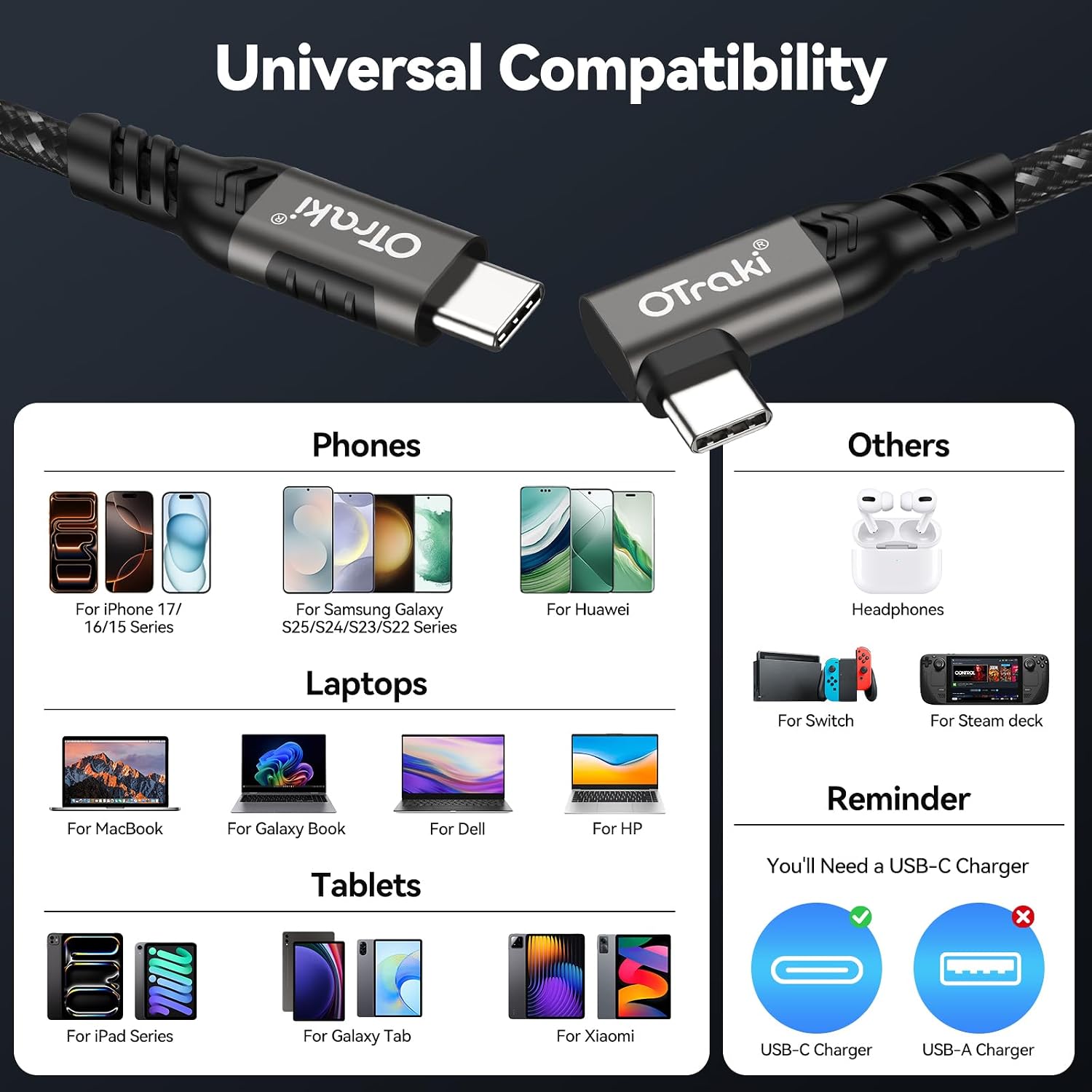 Thumbnail 6 de OTraki USB C Kabel Kurz 20cm Pack
