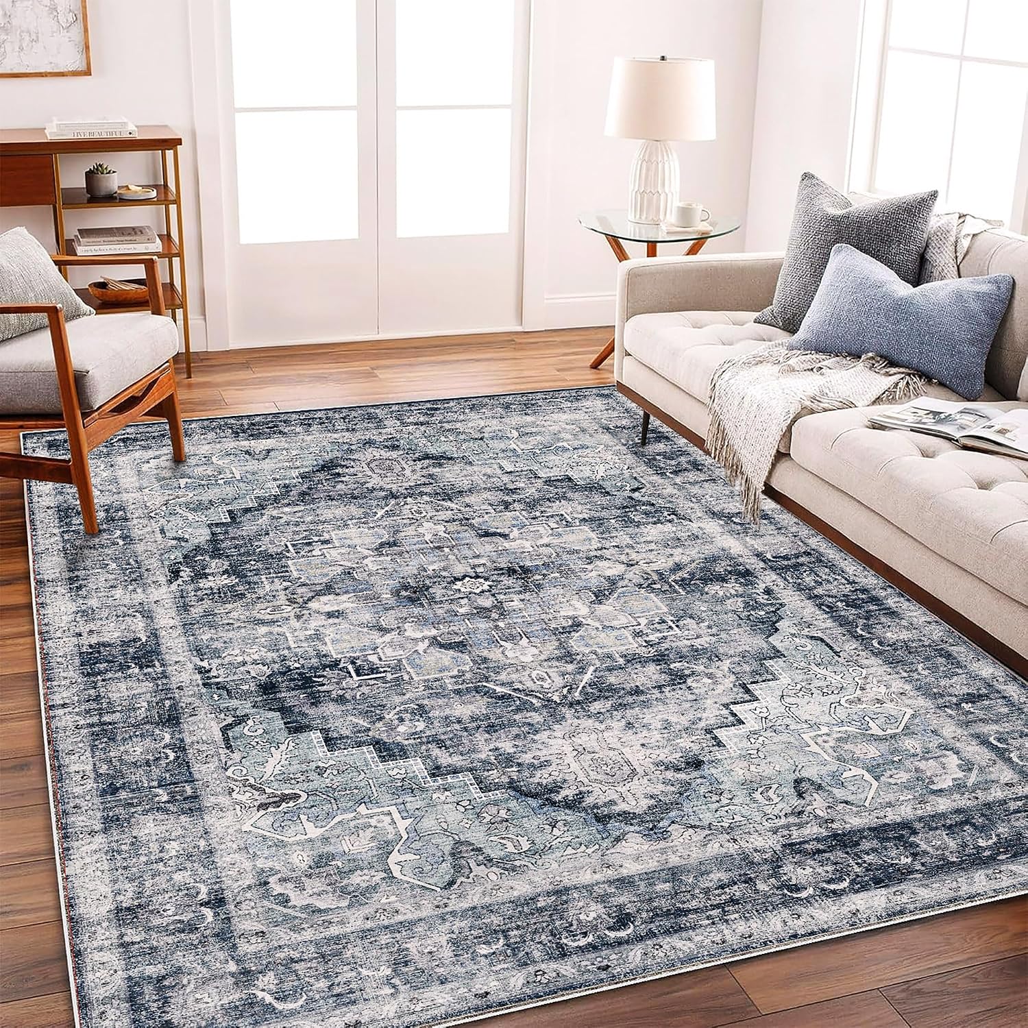 Thumbnail 2 de CHAMPLANT 10 x 14 ft washable boho floral rug 🏡