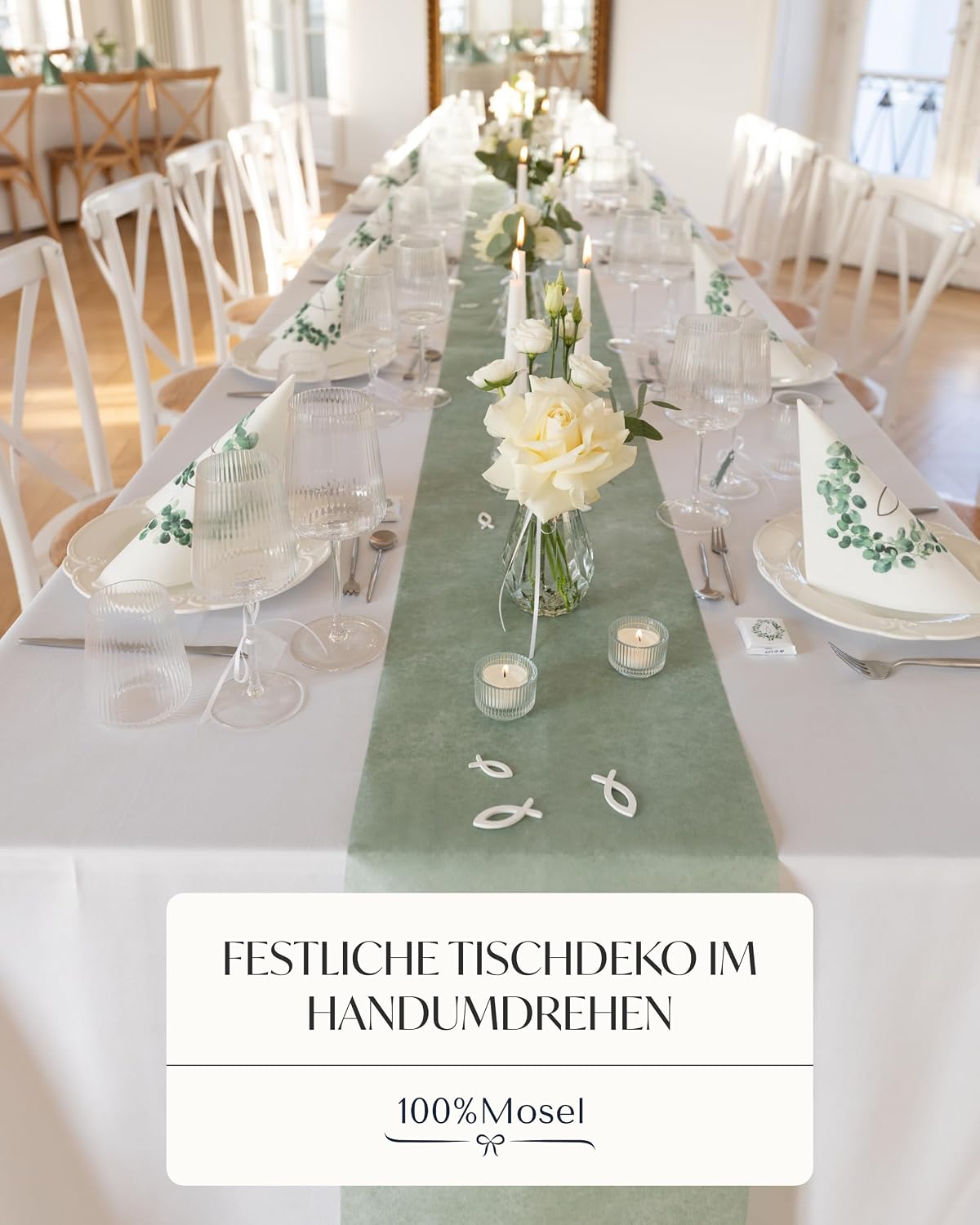 Detalle de 100%Mosel Mosel Streudeko Fische aus Holz, 150 Stück in Weiß – Tischkonfetti für Taufe, Kommunion & Konfirmation
