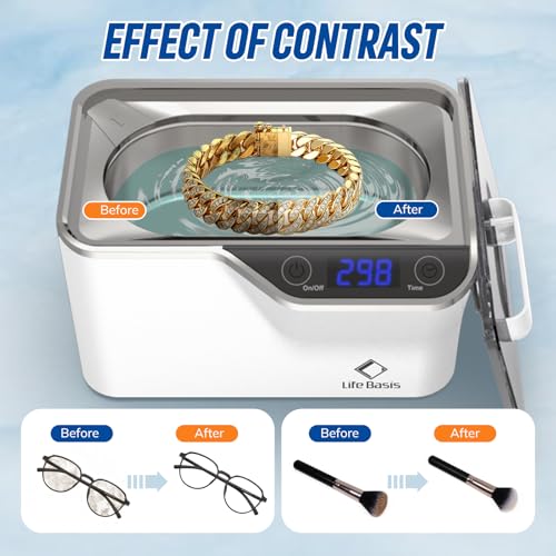 Thumbnail 2 de LifeBasis CDS-100 Ultrasonic Cleaner: 600ML Jewellery Cleaner with 48KHz Power for Jewellery, Glass, Watches and More