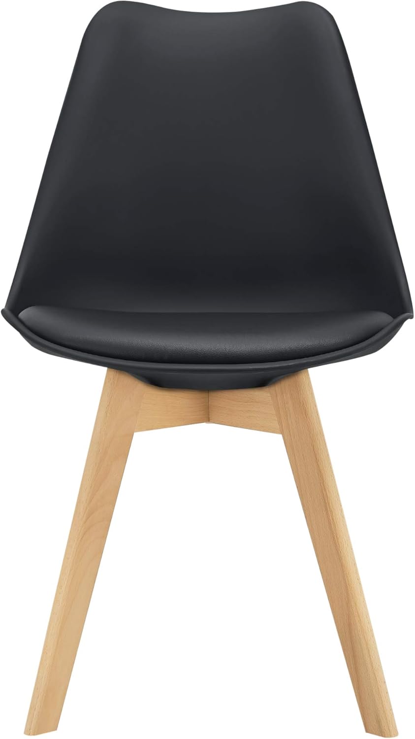 Thumbnail 3 de [en.casa] Lot de 2 chaises de salle à manger scandinaves avec assise rembourrée et hauteur d’assise 46 cm, noir