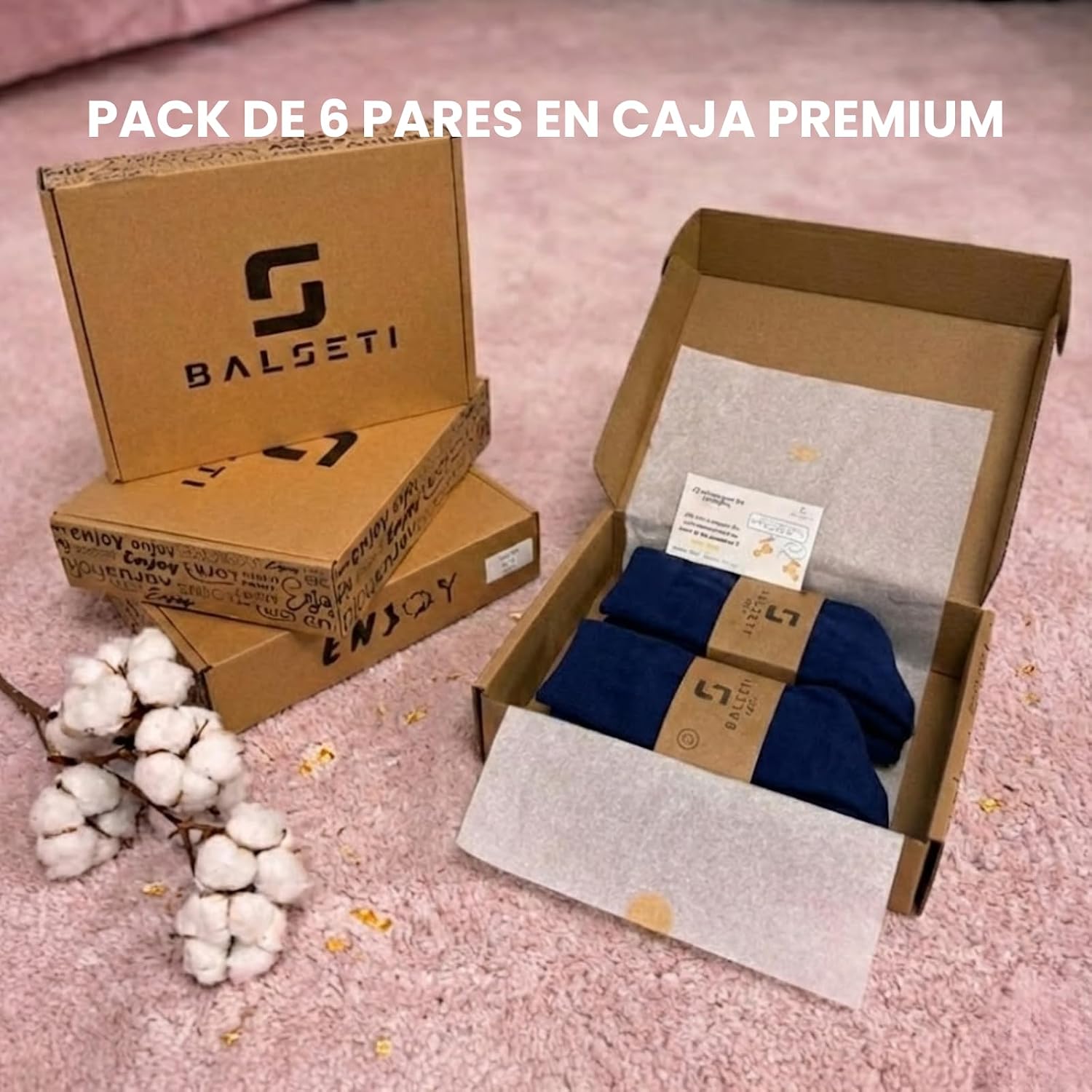 Thumbnail 5 de Balseti Calcetines Lisos Bajos 85% Algodón – Pack 6 pares, Unisex (Tallas 22–44) Azul Marino