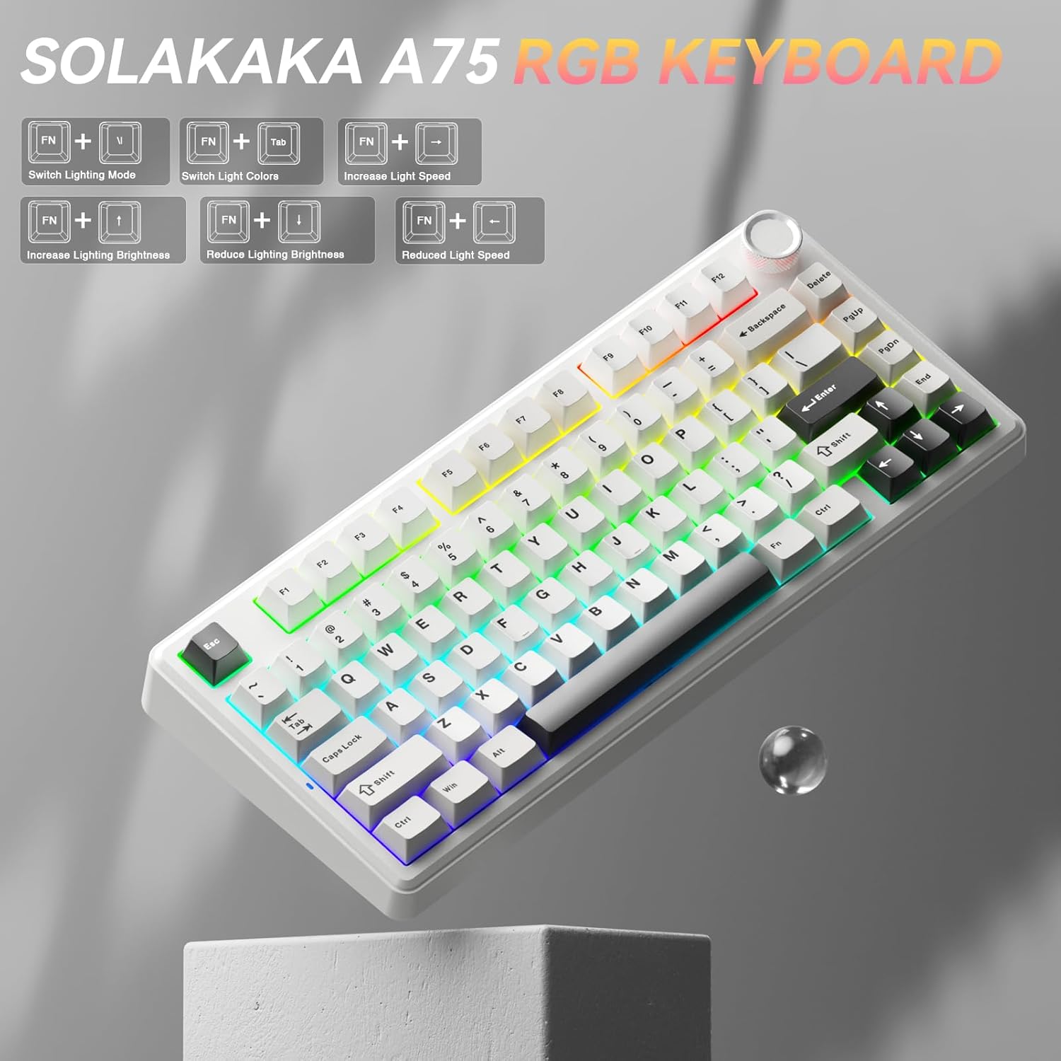 Thumbnail 6 de SOLAKAKA A75 75% Wireless Mechanical Keyboard — Hot Swappable, RGB, Gasket Mounted