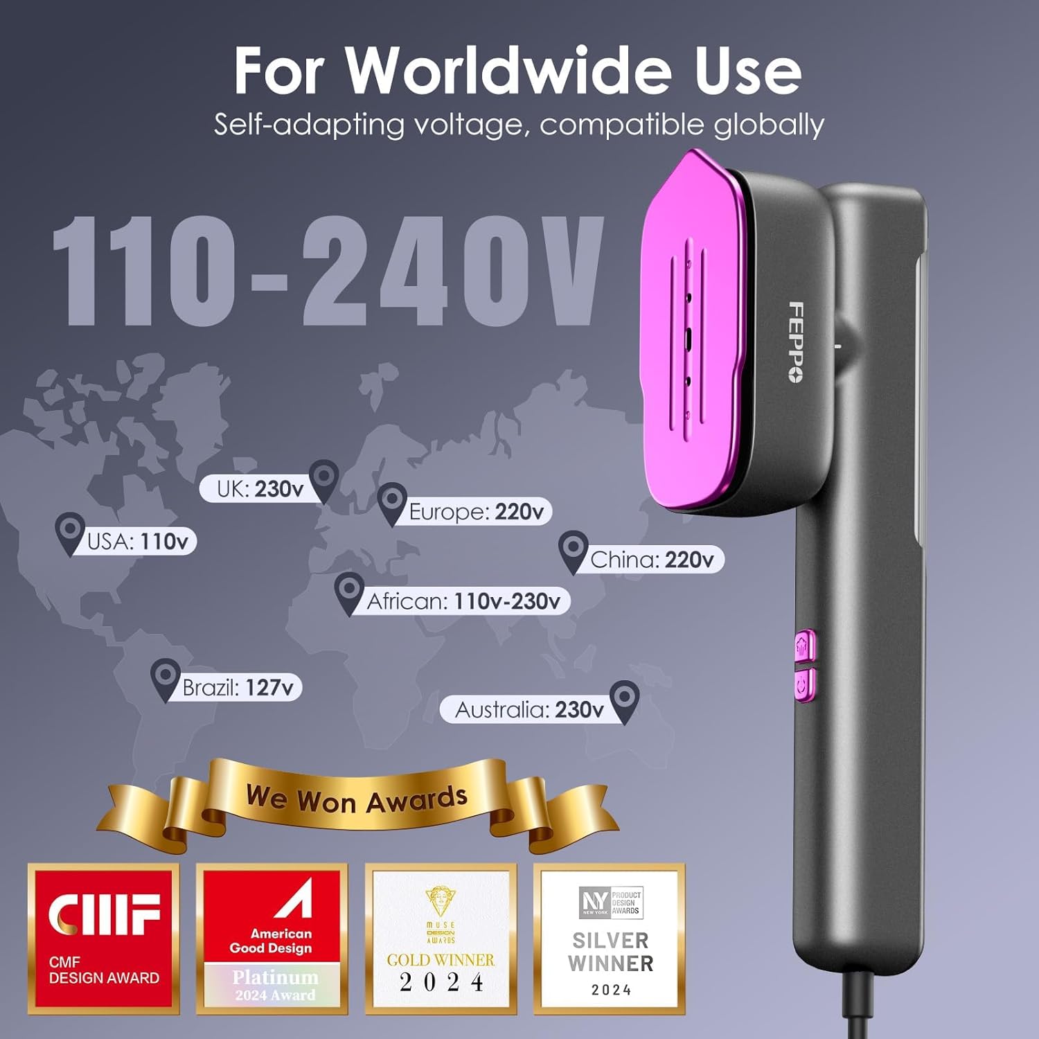 Thumbnail 1 de FEPPO Travel Steamer for Clothes: 110-240V Dual Voltage 2-in-1 Portable Steam Iron