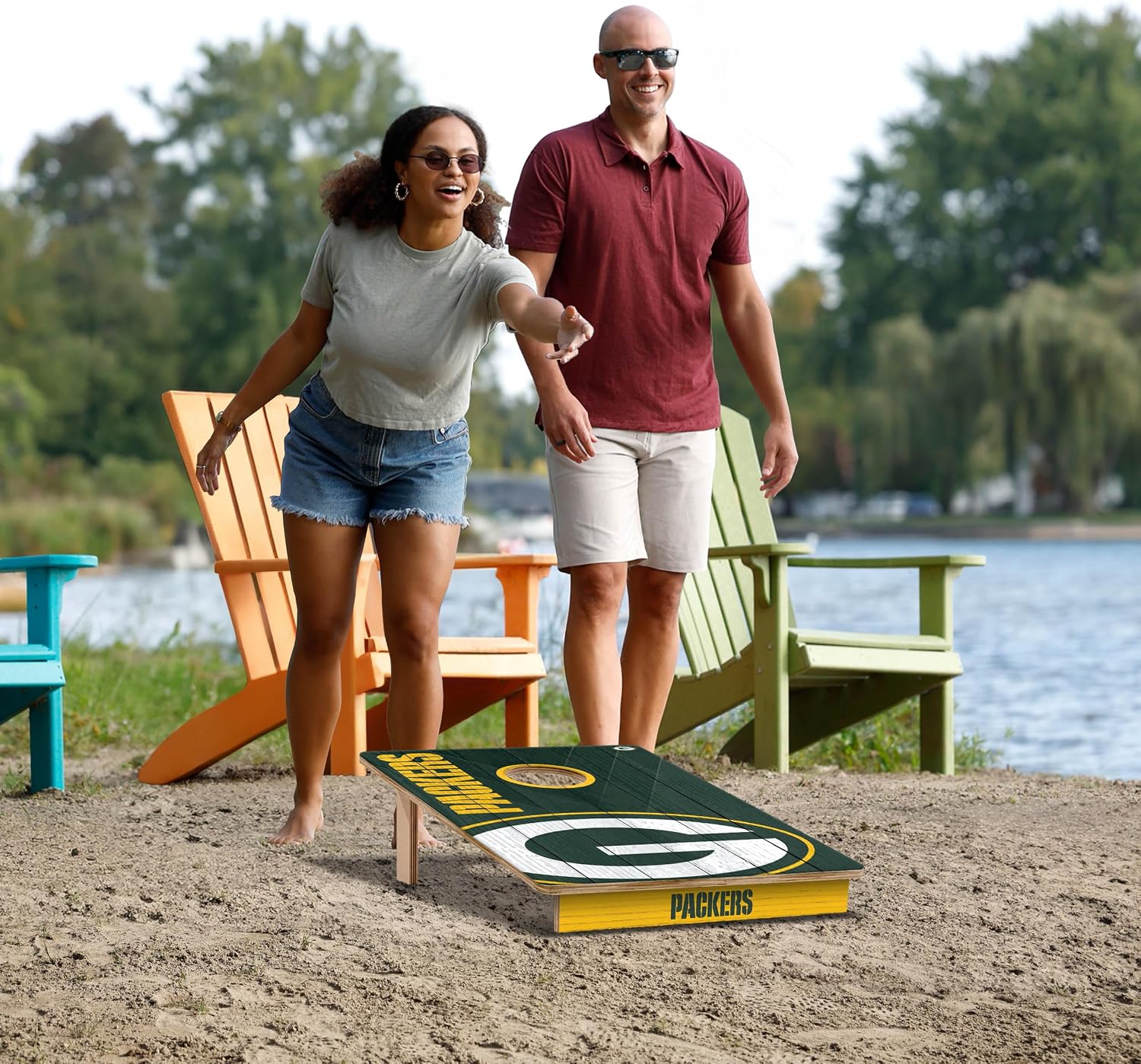 Thumbnail 5 de YouTheFan NFL 2’ x 3’ All-Wood Cornhole Game with Logo Bags