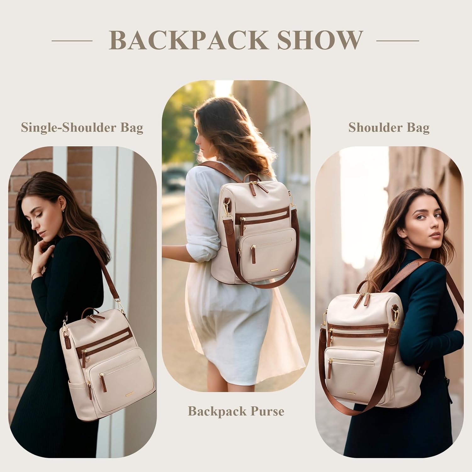 Thumbnail 3 de VNINE Women's Fashion Backpack: Waterproof Anti-Theft PU Leather, 5 Compartments