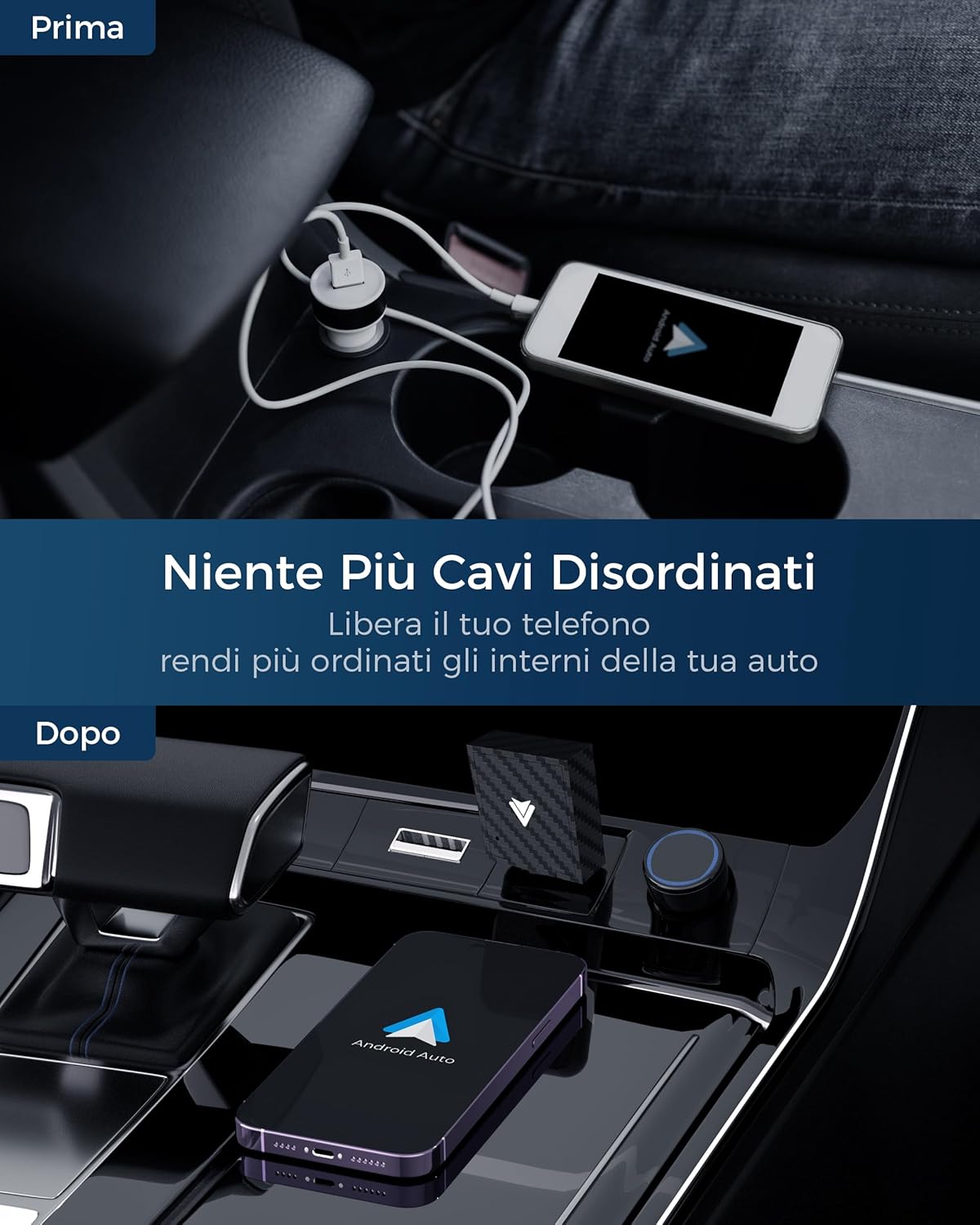 Thumbnail 5 de WityEye Adattatore Android Auto Wireless, AA Wireless per Android 11+ – USB, Bluetooth 5.3, WLAN 5.8 GHz, Bianco