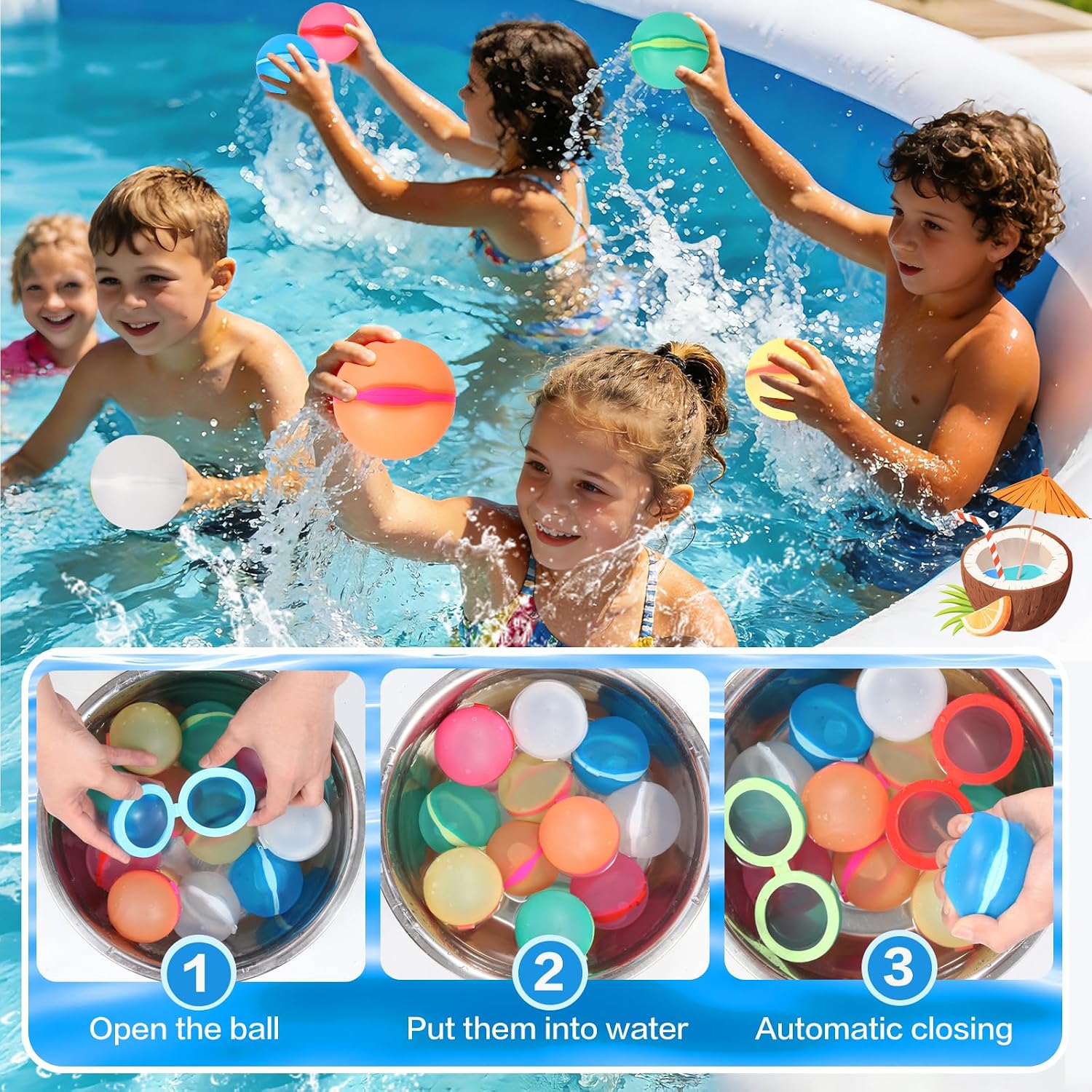 Thumbnail 4 de Reusable Water Balloons, 12-Pack Magnetic Quick Fill – Durable Silicone Water Bombs for Summer Fun