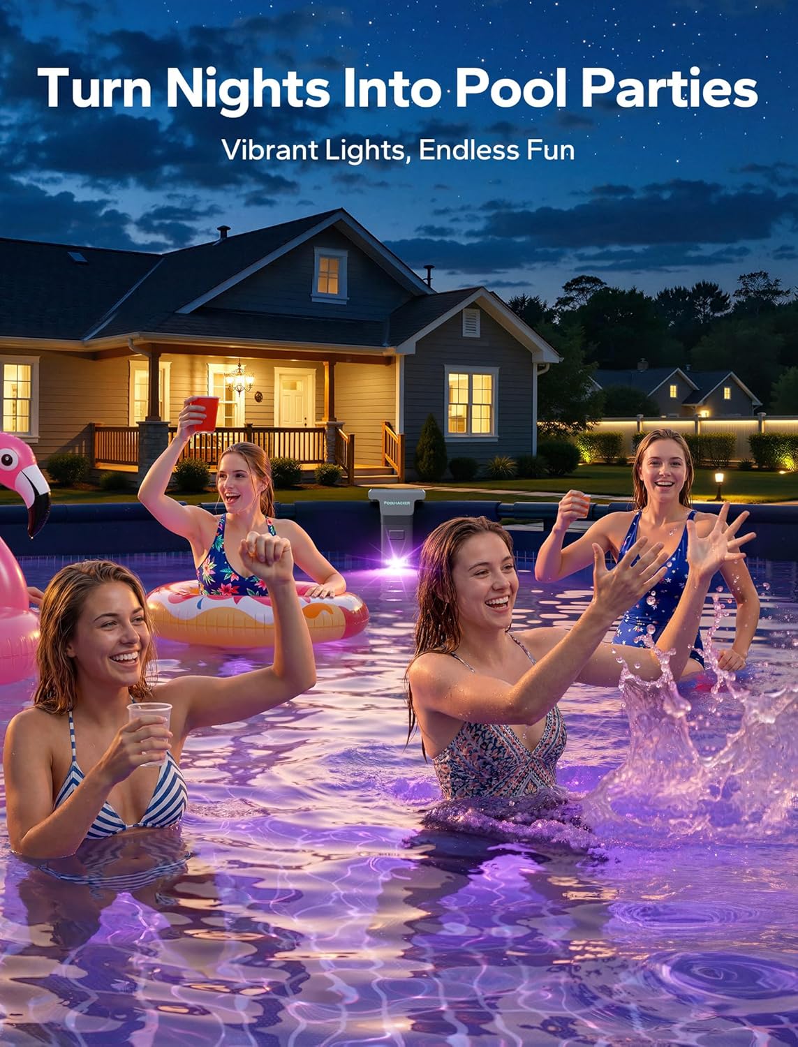 Thumbnail 3 de Solar Pool Lights for Inground & Above Ground Pools — 10-Color LED Lights with Timer and Remote