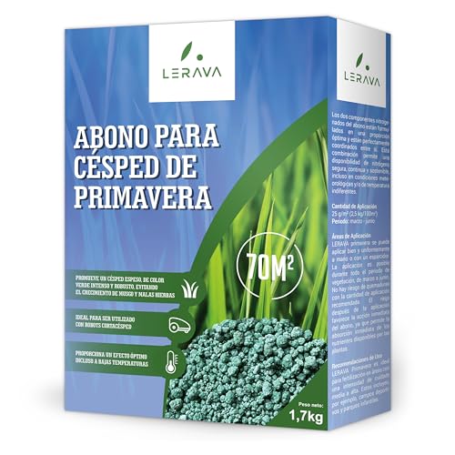 Detalle de LERAVA abono césped primavera (70 m²) – fertilizante de liberación lenta con protección fúngica