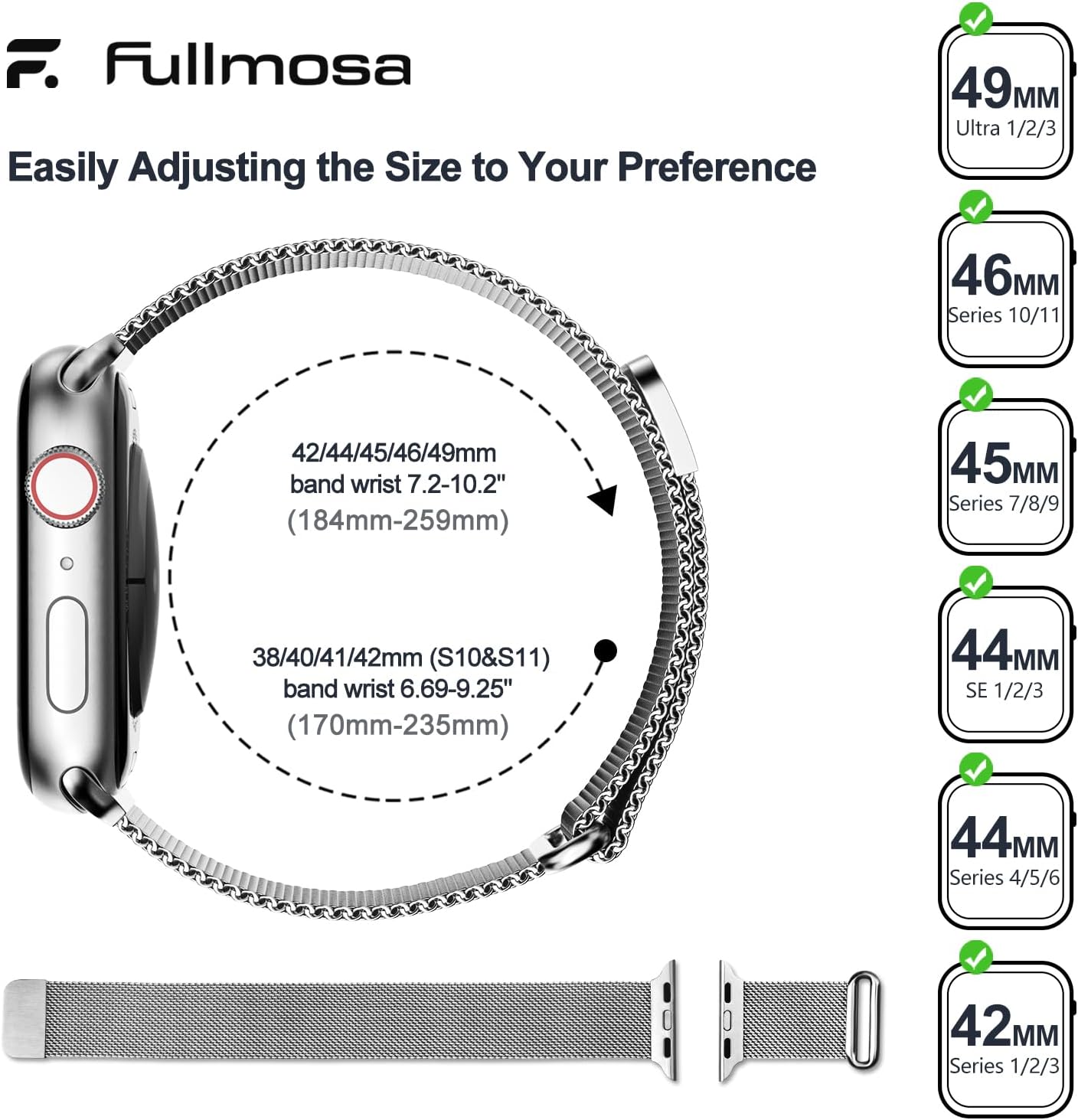 Thumbnail 6 de Fullmosa Stainless Steel Milanese Loop Apple Watch Band (Compatible 49mm–38mm)