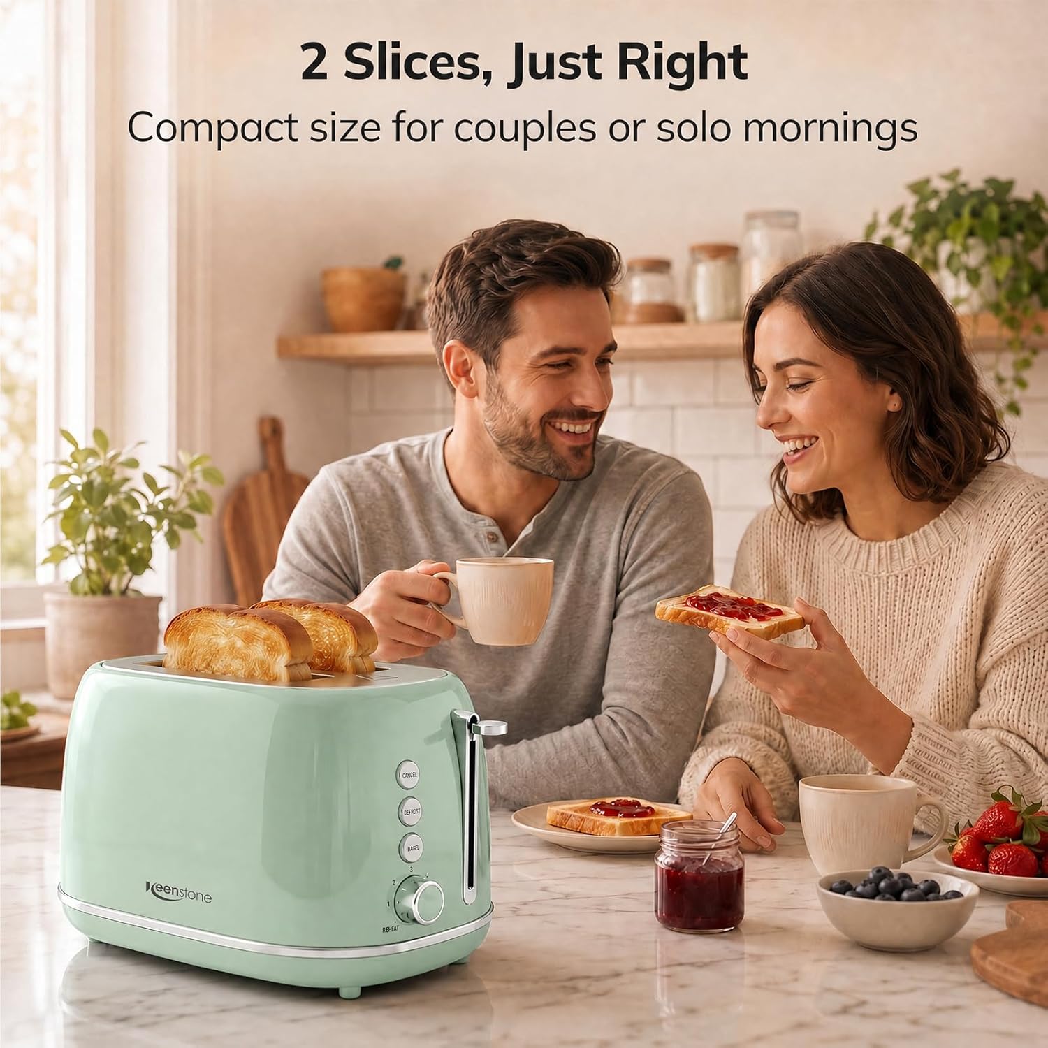 Thumbnail 6 de Keenstone 2-Slice Toaster, Green, with Wide Slots and 6 Shade Settings
