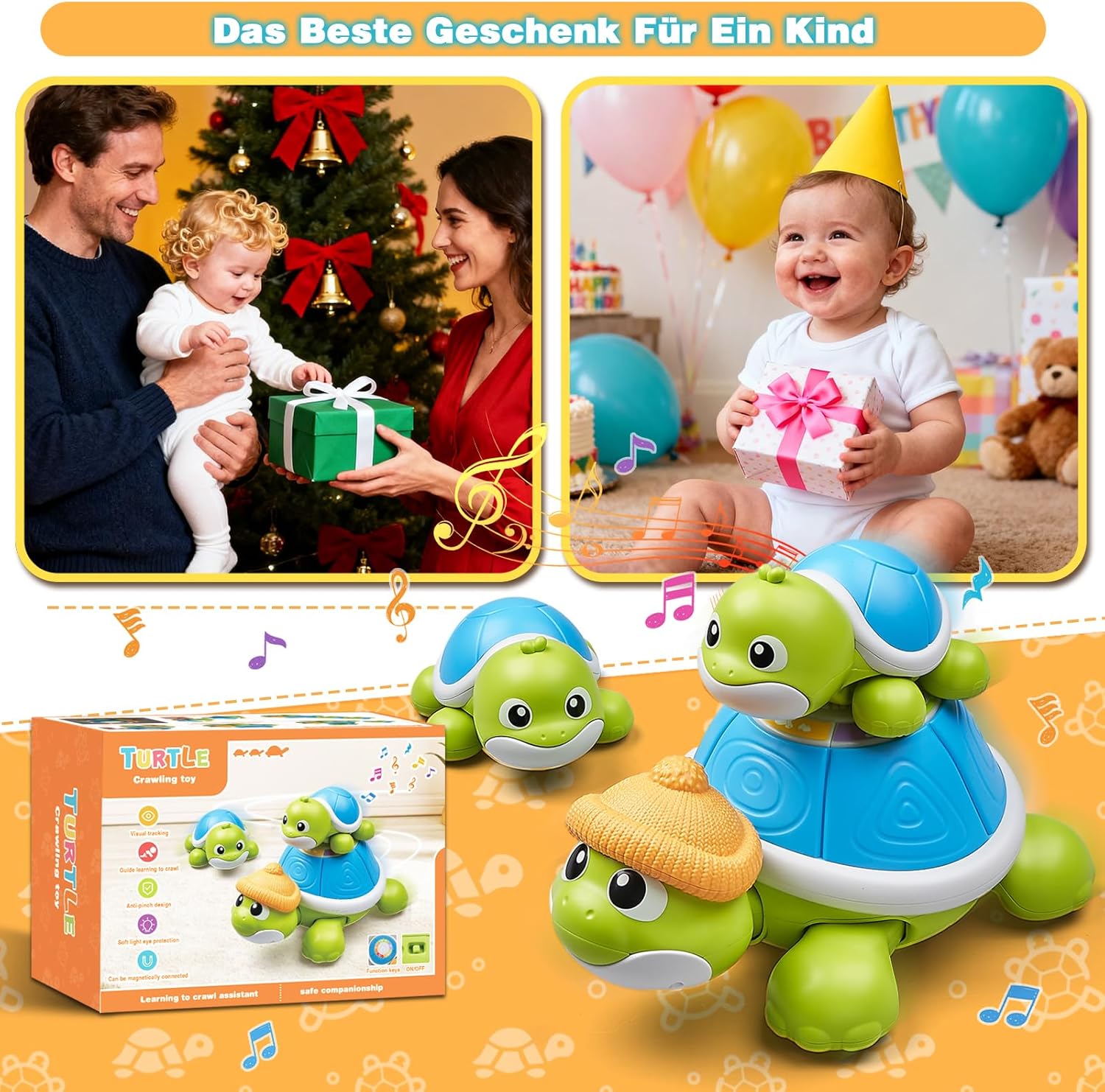 Thumbnail 6 de HILKKET Baby Krabbel Spielzeug mit Licht und Musik (3-tlg.) für 3–9 Monate