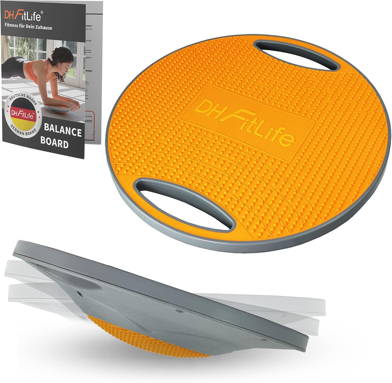 Detalle de DH FitLife Balance Board – Großes Wackelbrett mit Griffen, Ø 42 cm, max. 200 kg
