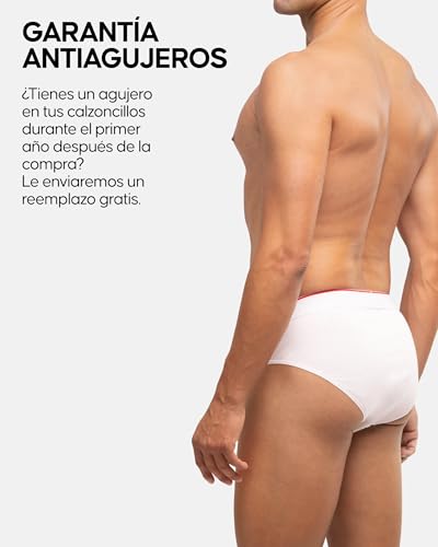 Detalle de DANISH ENDURANCE Calzoncillos Hombre Slip XL – Pack 3 o 6 en blanco y rojo