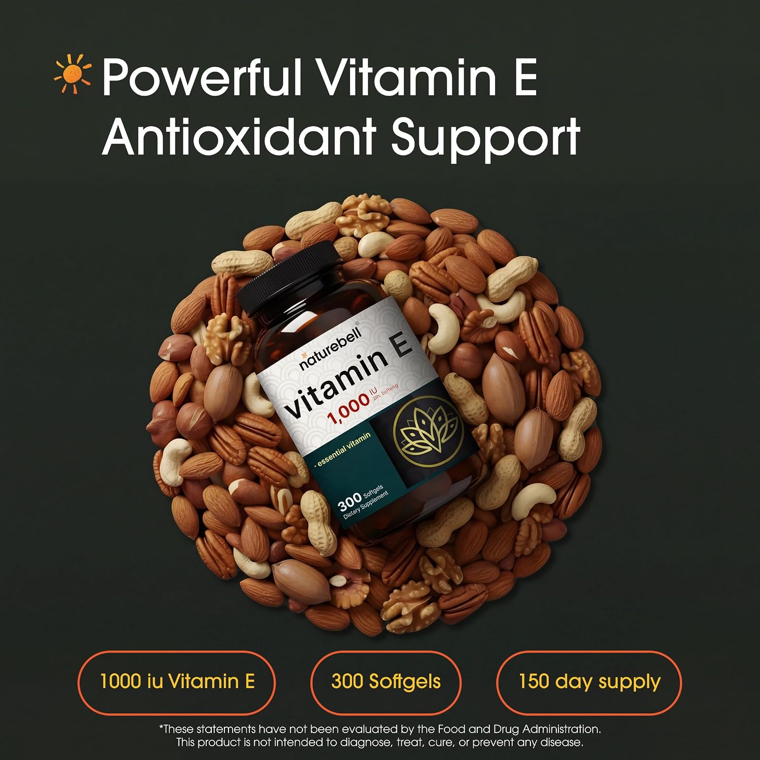Detalle 2 de NatureBell BA-NB-VIE300S Vitamin E Supplement, 1,000 IU, 300 Softgels