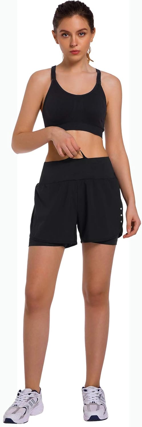 Thumbnail 2 de Ksmien Women’s 2-in-1 Running Shorts with Phone Pockets and Zip Back Pocket