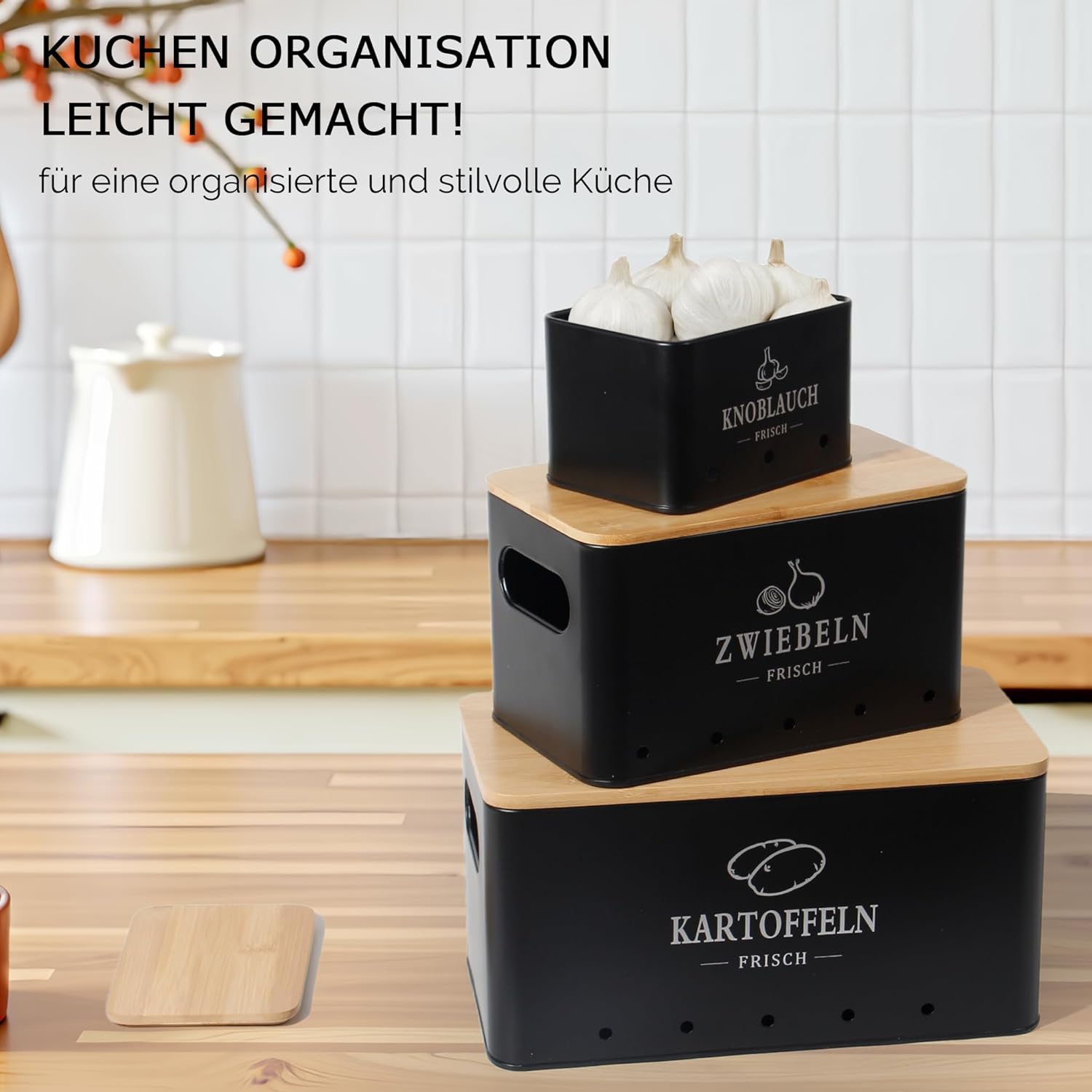 Thumbnail 4 de GREELUE Kartoffel Aufbewahrungsbox 3er Set – 360° Luftzirkulation für längere Frische