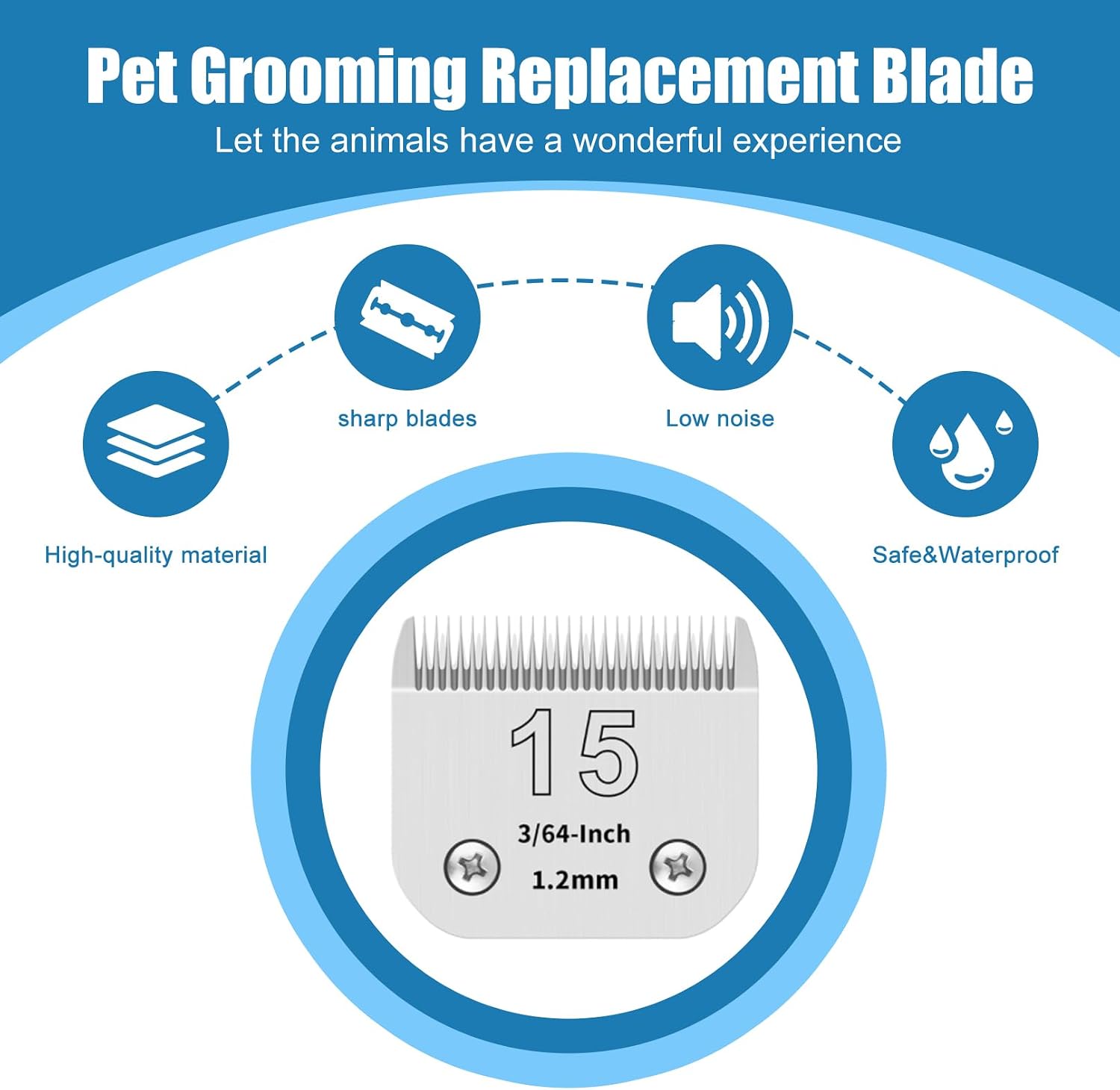 Thumbnail 1 de ZATEIRL 3-Pack #15 Detachable Dog Grooming Blades – 1.2mm Cut, Stainless Steel – Compatible with Andis, Oster A5, Wahl KM10, Moser, Heiniger