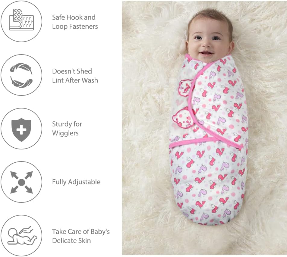 Thumbnail 3 de Vicloon Pucksack Baby – 2er Pack (3-5 Monate) Wickeldecke aus 100% Bio-Baumwolle, verstellbar, rosa