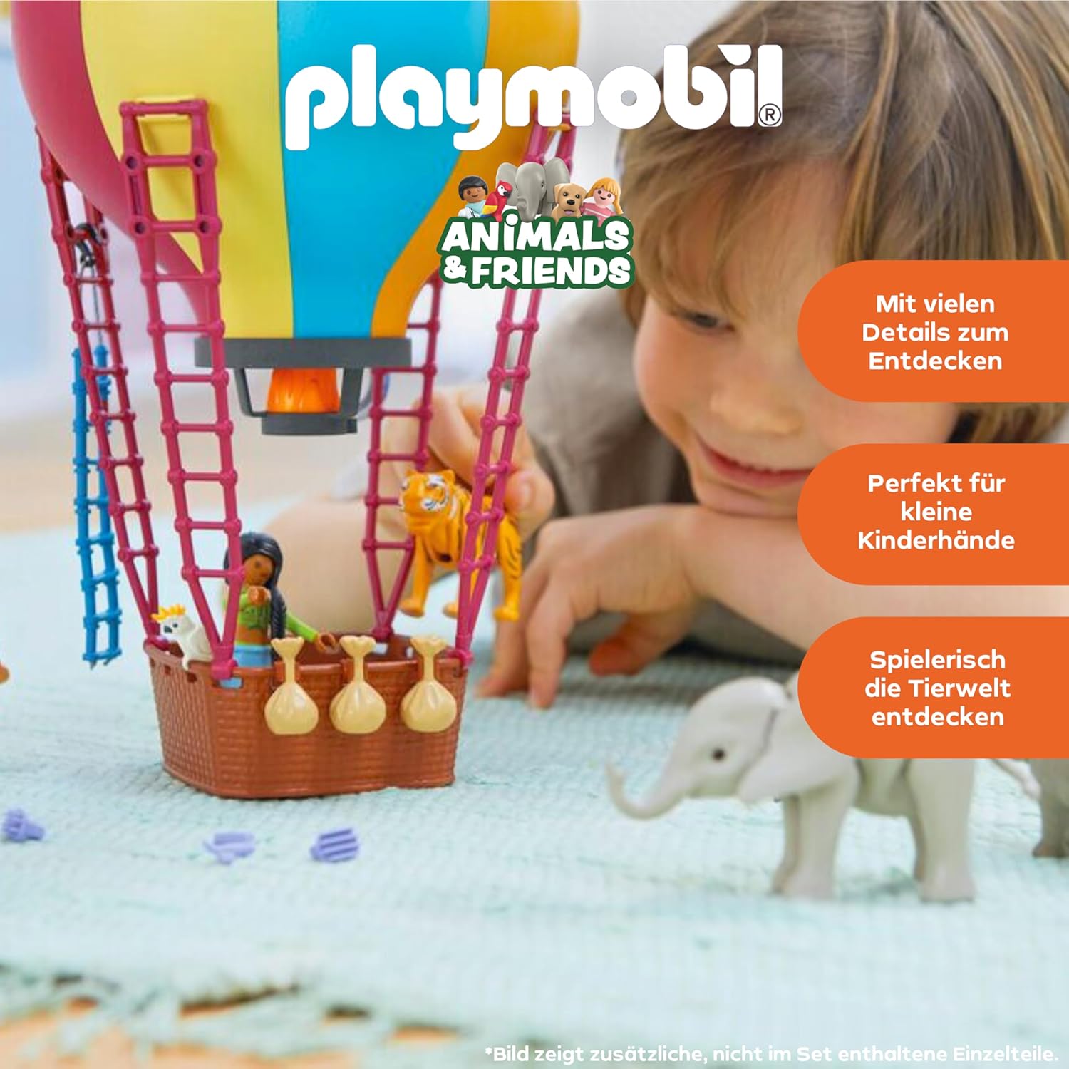 Detalle de PLAYMOBIL Animals & Friends Ballonreise 71853 – Ballon als Spielset & Deko zum Aufhängen, ab 4 Jahren