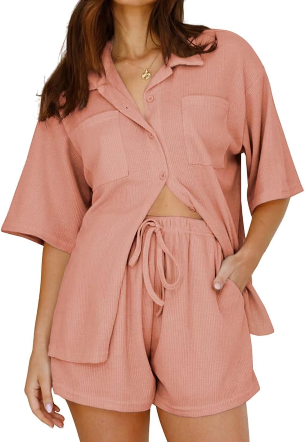 Thumbnail 5 de LACOZY Women's 2-Piece Short Sleeve Pajama Set – Cute Crop Top & Shorts Sleepwear