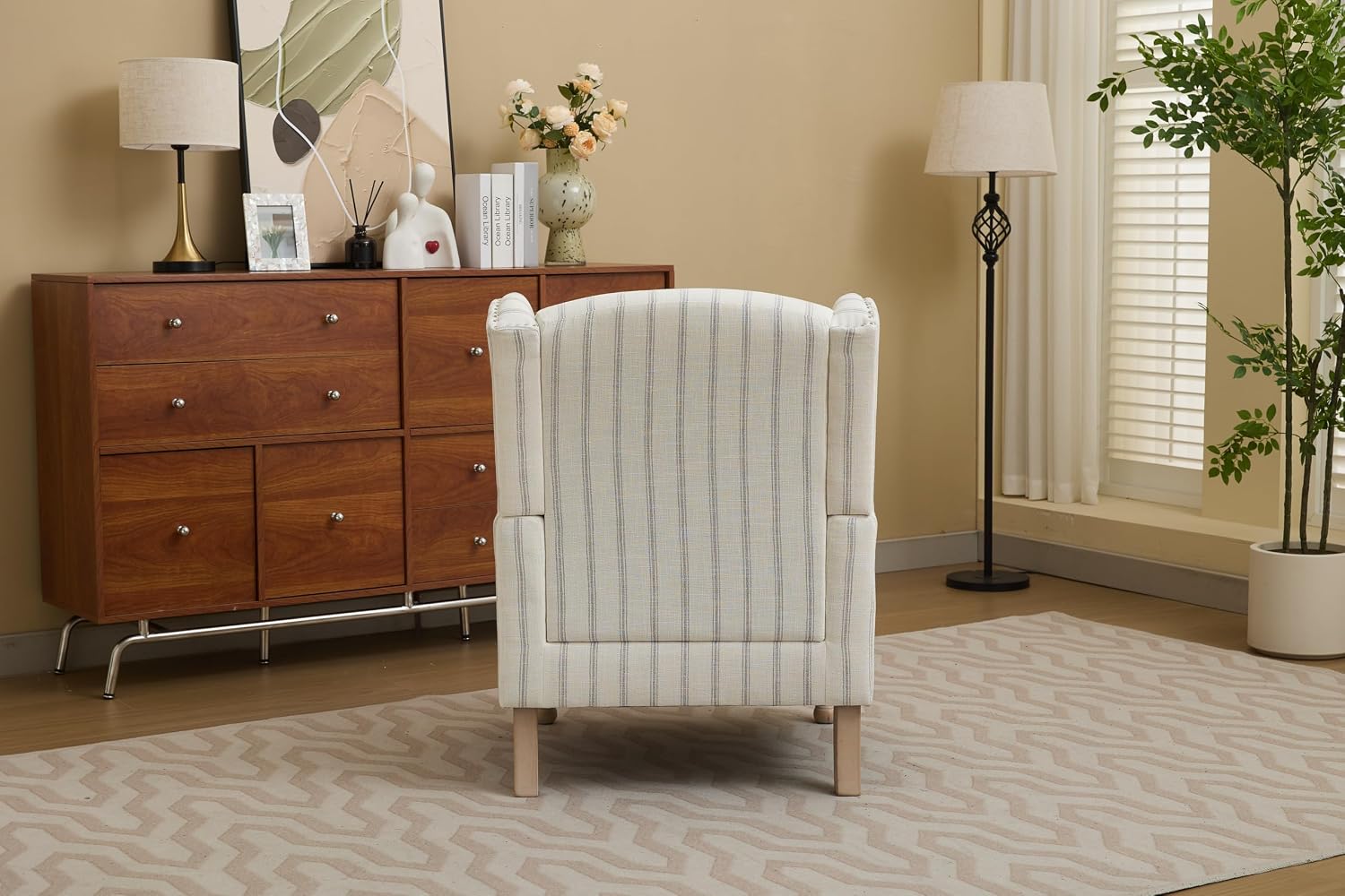 Detalle 1 de KEIKI Striped Wingback Accent Chair