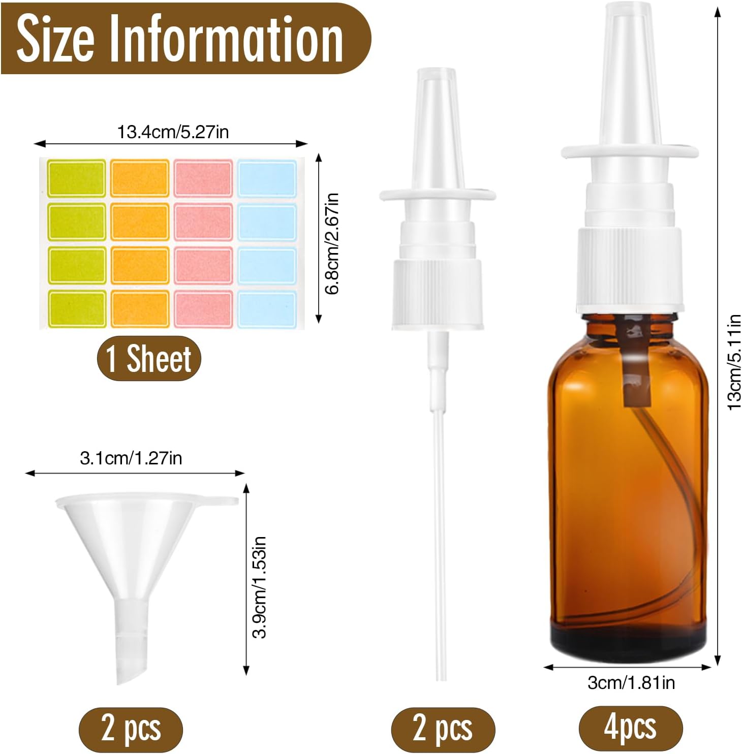Thumbnail 1 de Nasenspray Flasche Leer – 4er Set 30 ml Glasnasensprayflaschen mit Düsen, Tropfer und Etiketten