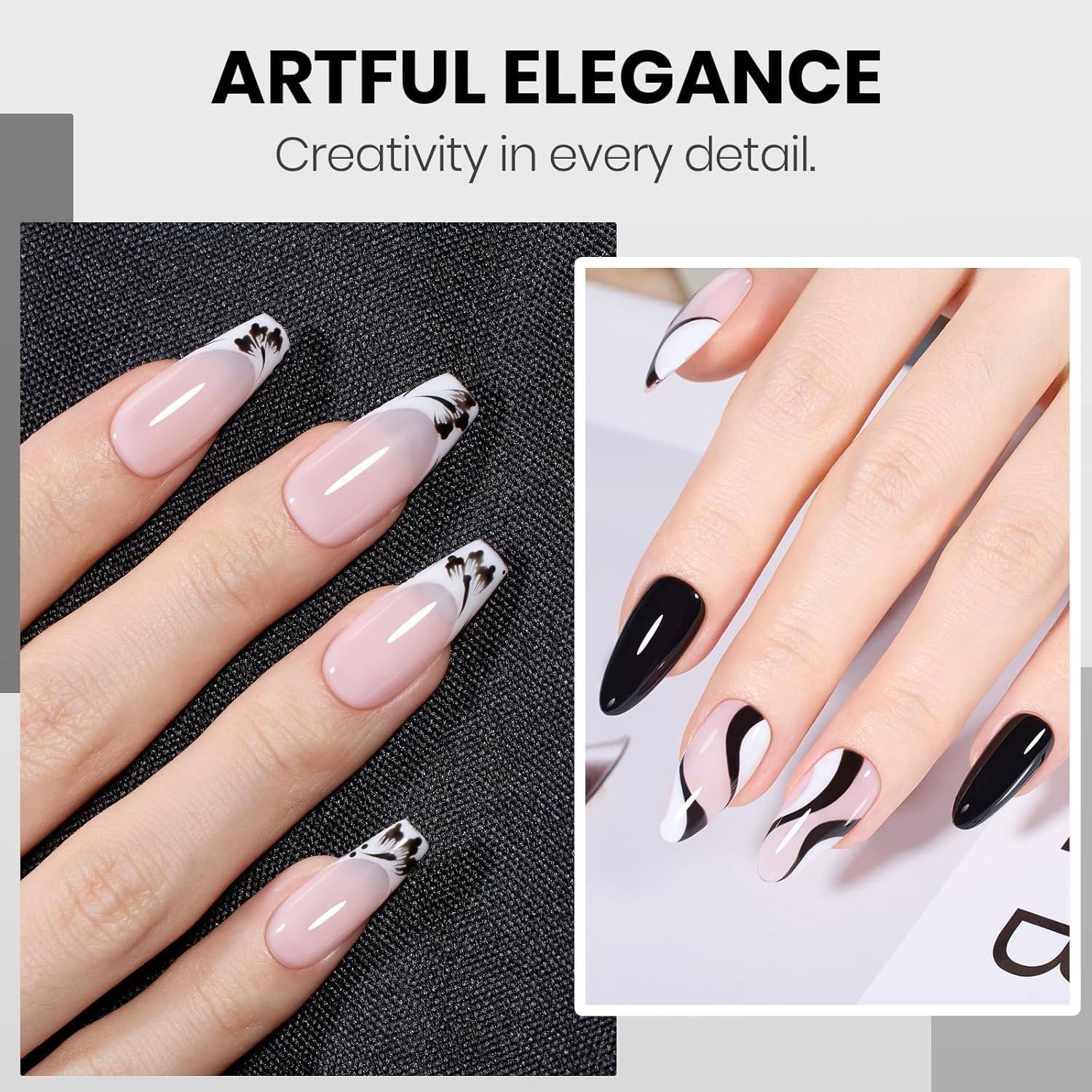 Detalle 2 de Beetles Black & White Gel Polish Kit (2 Colors) — HEMA-Free UV Gel Set