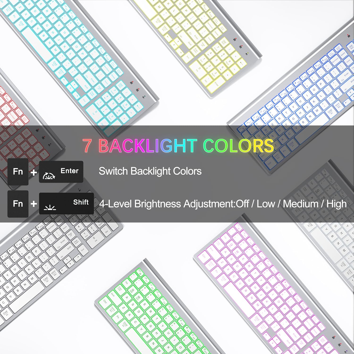 Thumbnail 2 de TopMate Ultra-Slim Wireless Keyboard and Mouse Combo (2.4G) with 7-Color Backlight and Silent Mouse