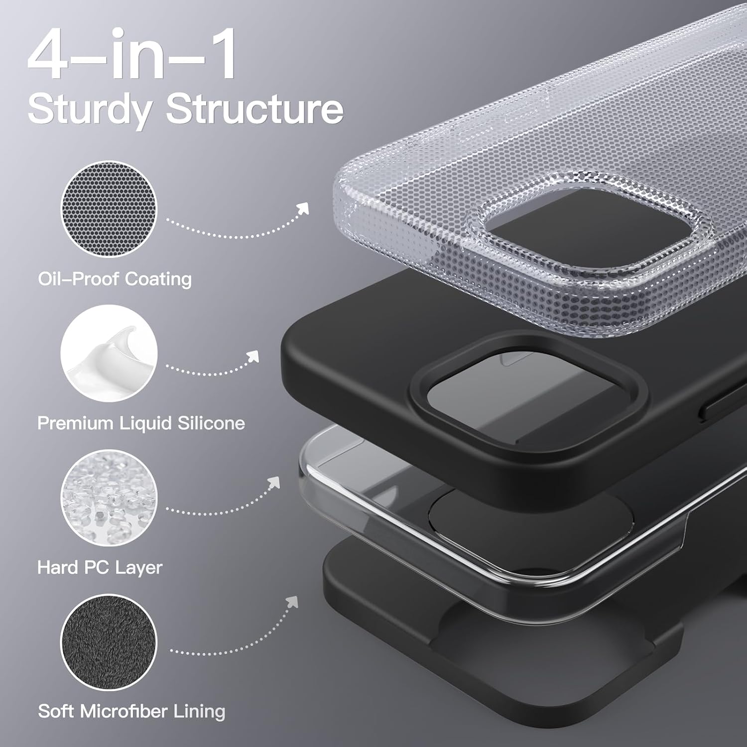 Thumbnail 2 de JETech iPhone 13-hoesje van siliconen met microvezelvoering, zwart