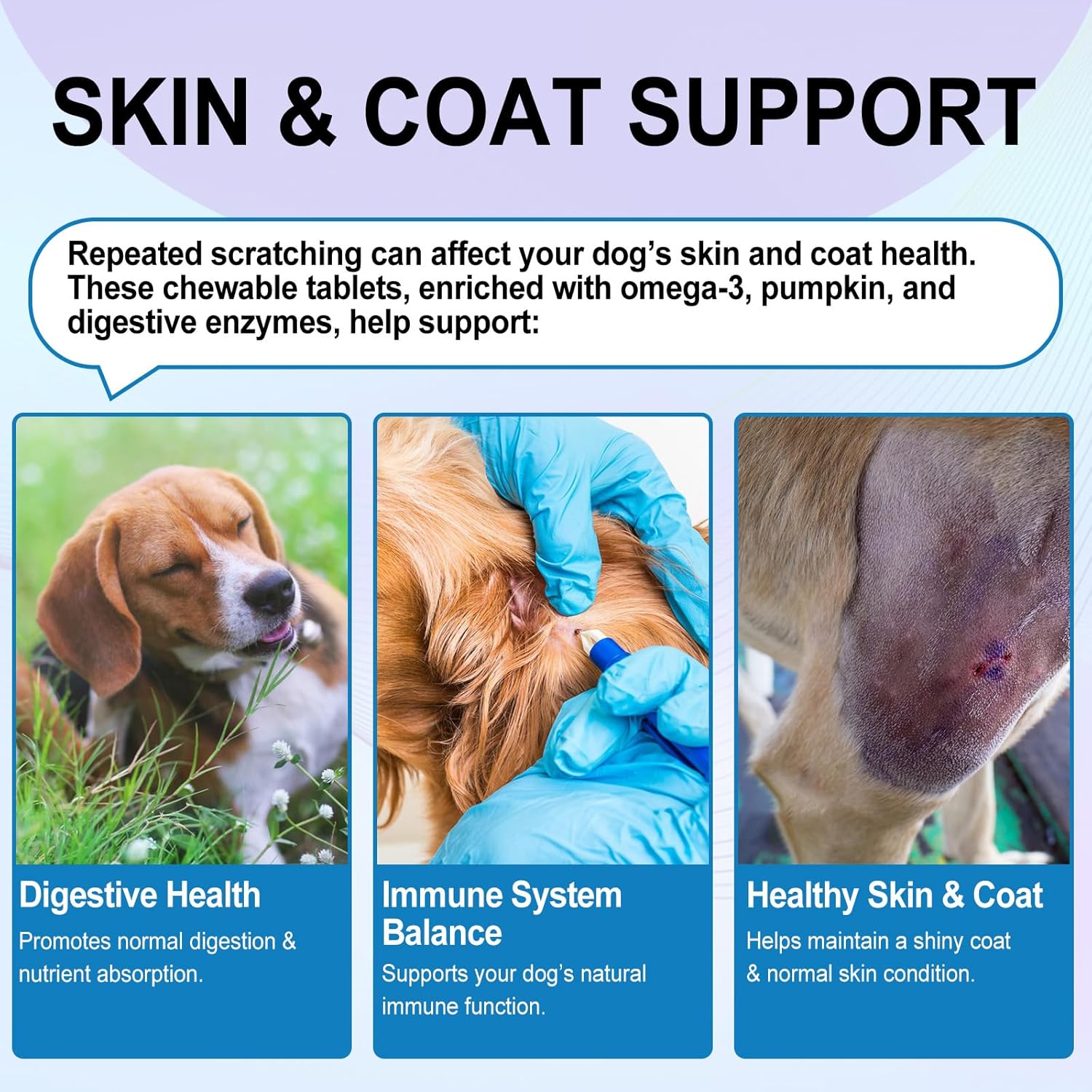 Thumbnail 5 de Bieyoc Sollievo dal prurito cutaneo per cani con quercetina, bromelina e curcuma (150 pezzi, gusto anatra)