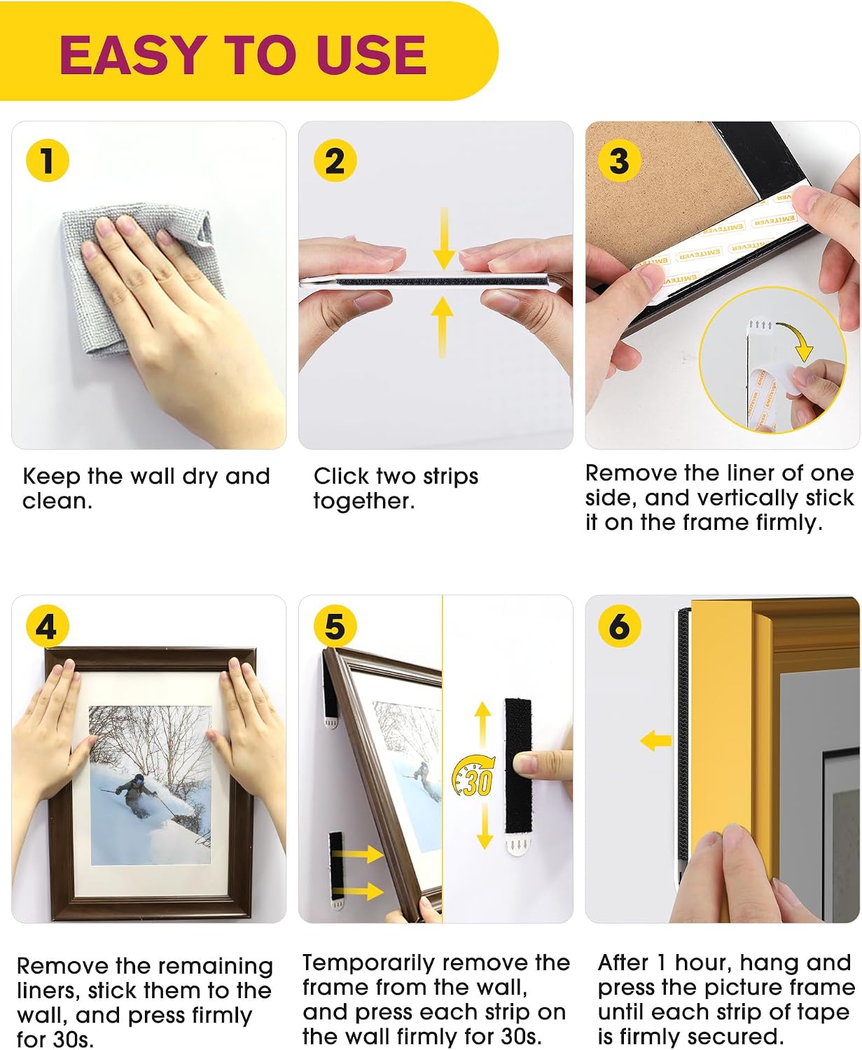 Thumbnail 4 de EMITEVER Picture Hanging Strips XL 20 Pairs 7.2 KG