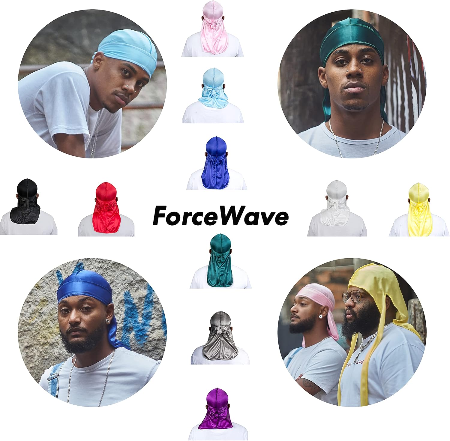 Thumbnail 1 de ForceWave 10-Piece Silky Durag Set for 360 Waves with 43-Inch Tails