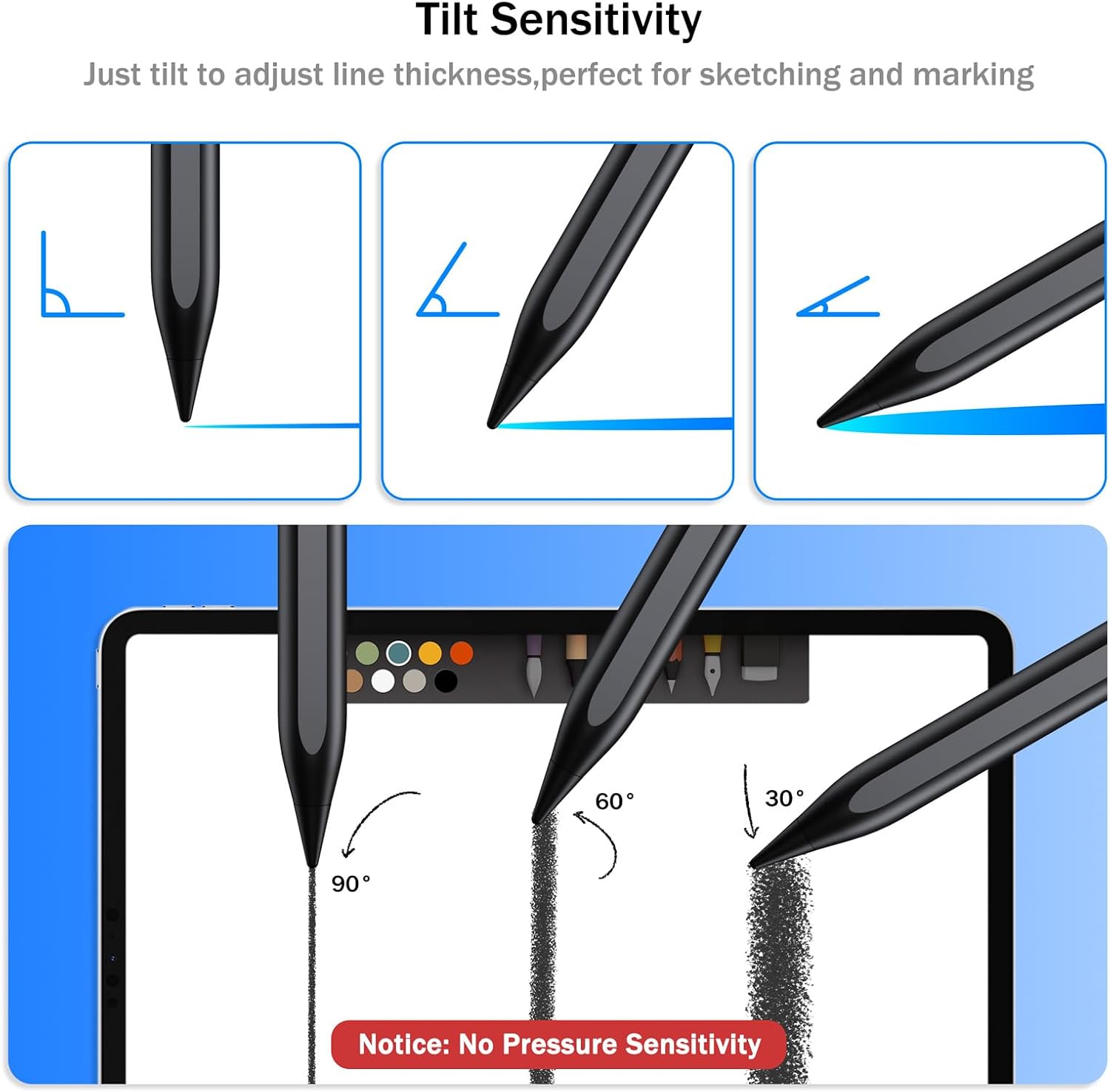 Detalle de Cisteen Stylus Pen for iPad with Tilt Sensor, Palm Rejection and USB-C Charging