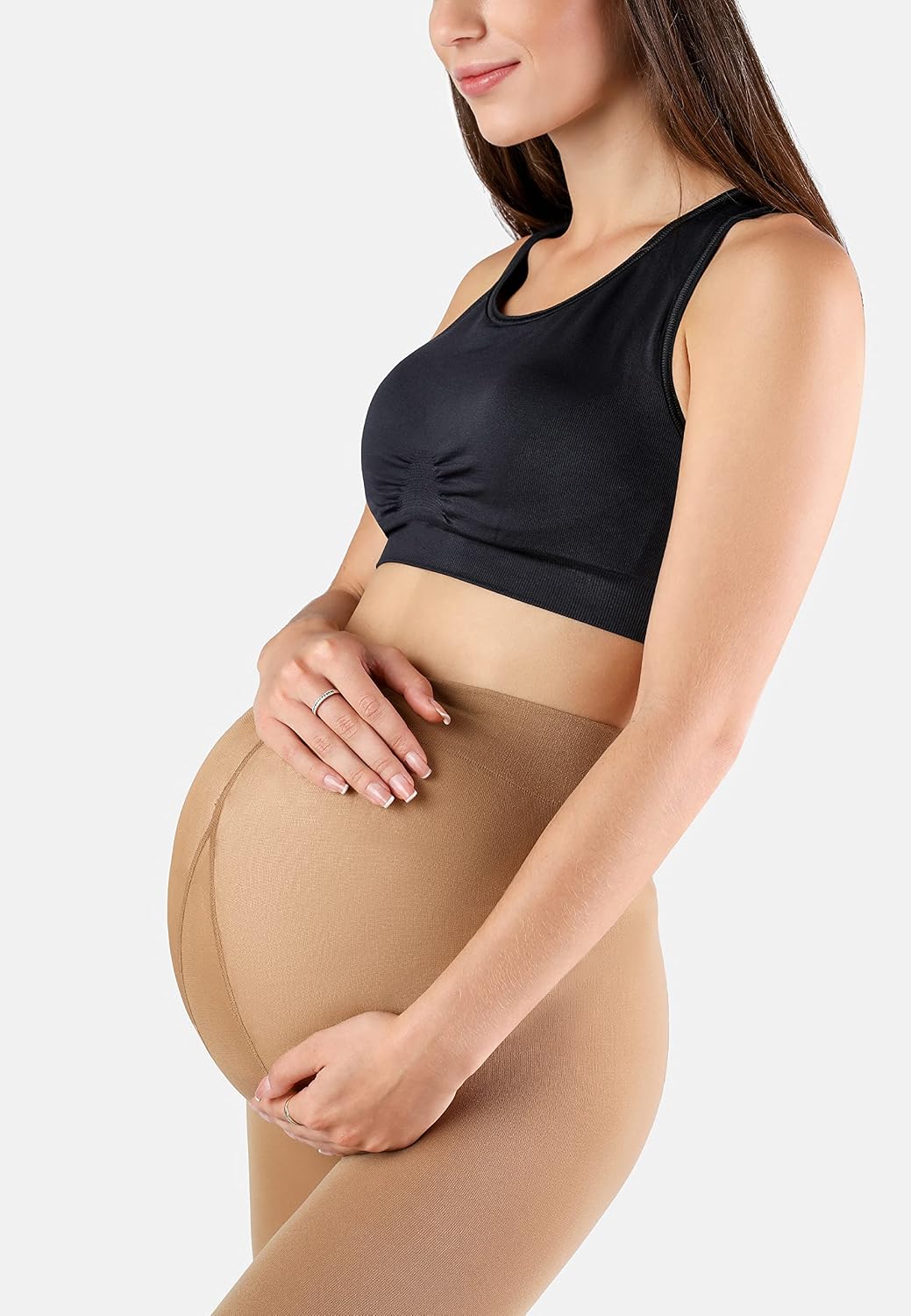 Detalle de Be Mammy Umstandsstrumpfhose 100 DEN BE-1120 – Wärme, Elastizität und Komfort für die Schwangerschaft