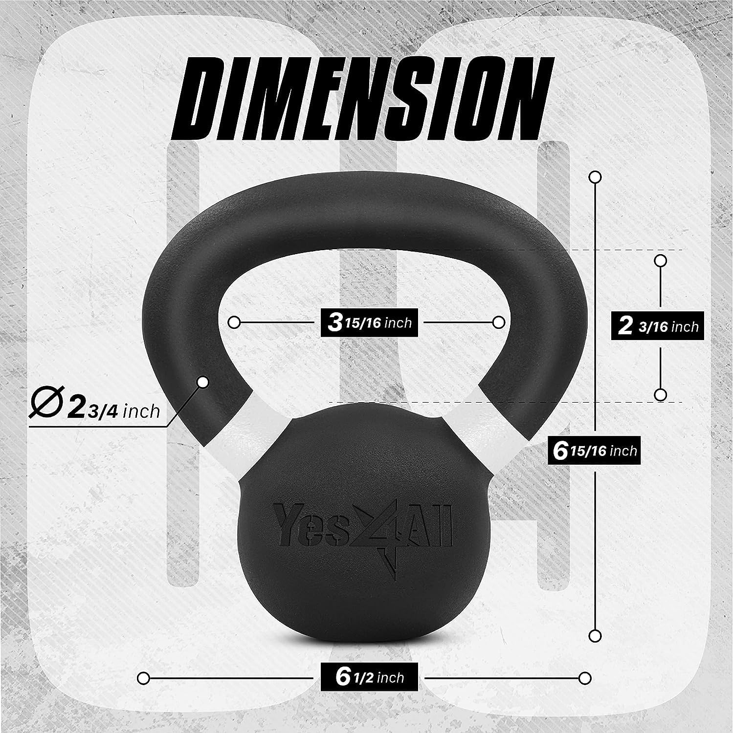 Thumbnail 1 de Yes4All kettlebell in ghisa da competizione, rivestite in polvere, impugnatura lunga (4–32 kg)