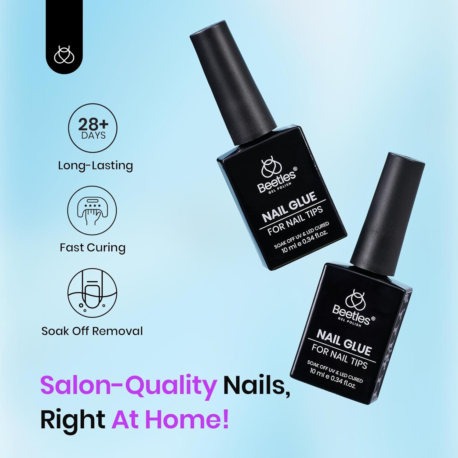 Thumbnail 1 de Beetles 9 in 1 Gel Nail Glue for Acrylic Tips (2 x 10ml) — UV/LED Cured False Nail Adhesive