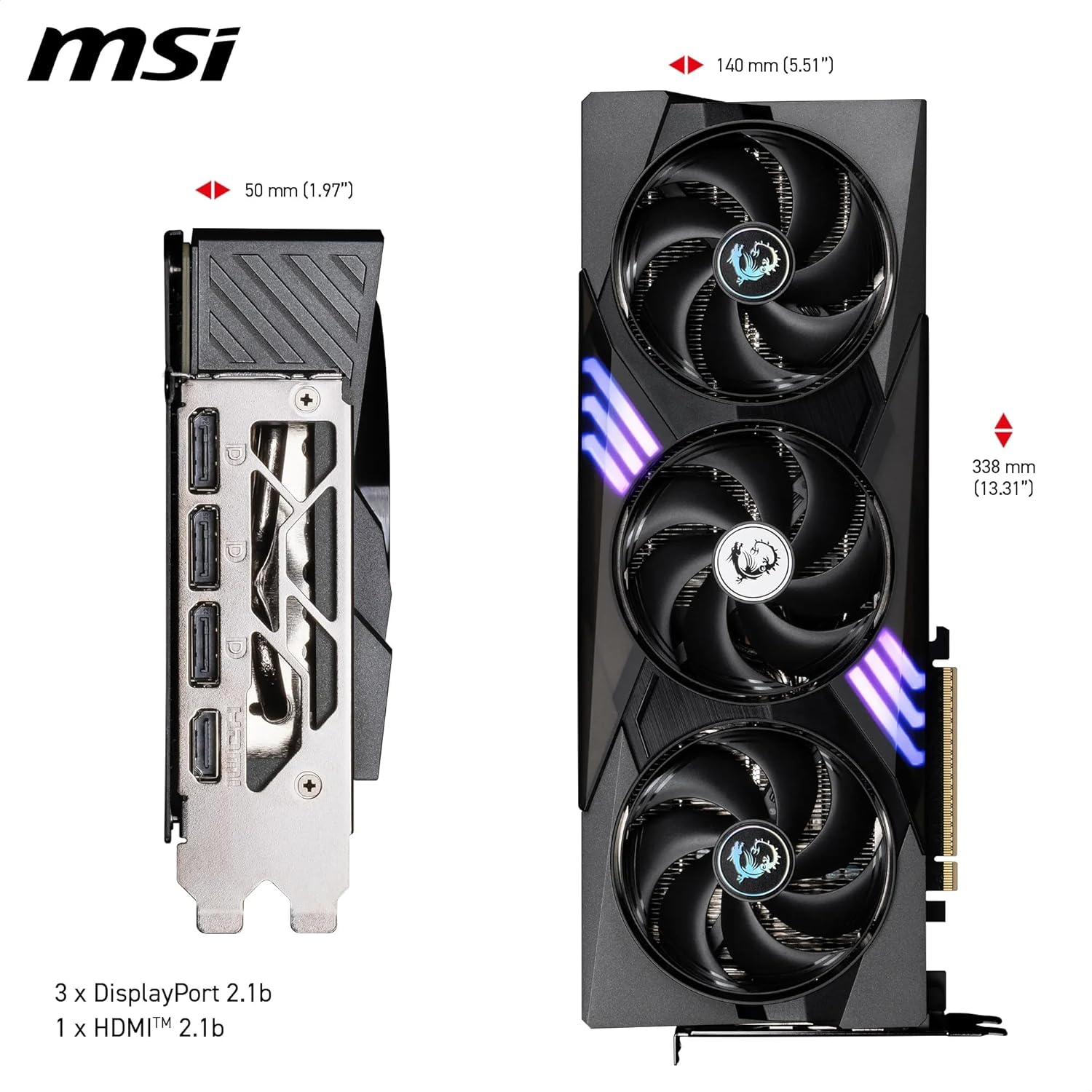 Detalle de MSI GeForce RTX 5070 12G Gaming Trio OC – 12 GB GDDR7, PCIe 5, 2610 MHz Boost