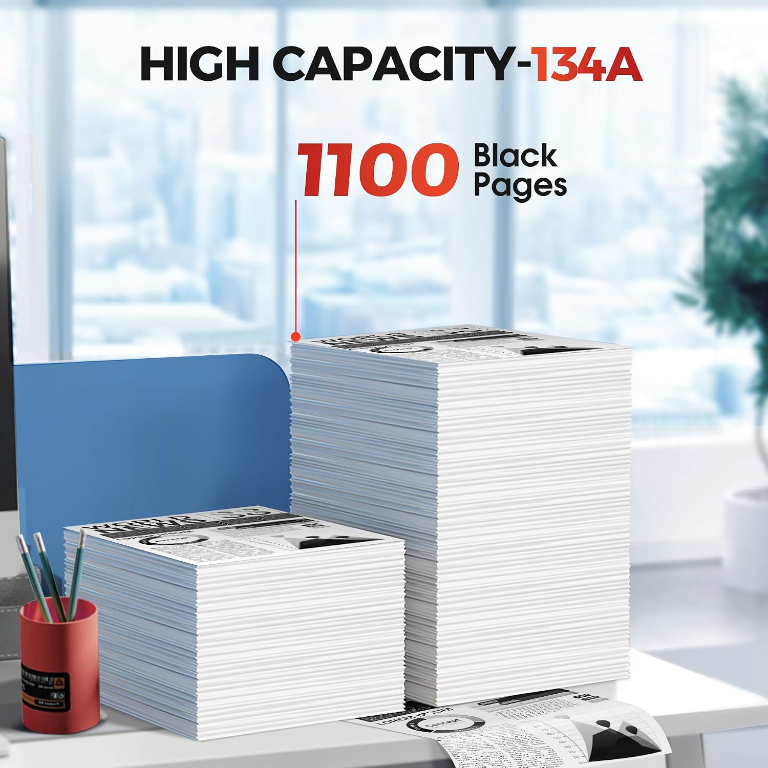 Detalle de SUDLTO 134A Black Toner Cartridge 2-Pack with Chip, Up to 1,100 Pages Each