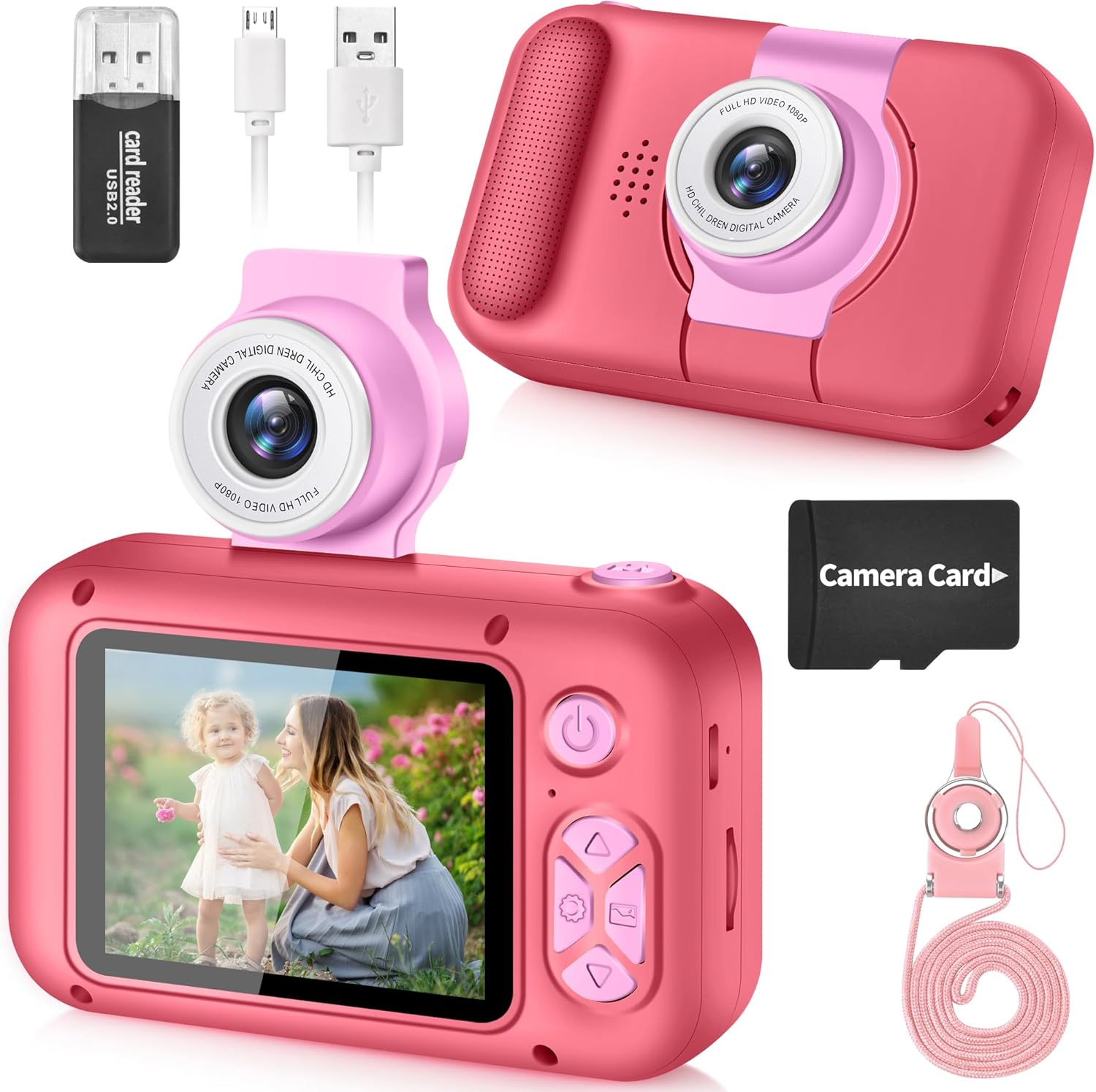 ARNSSIEN Macchina Fotografica per Bambini 2,4'' con Lente Flip 180° e Funzioni Multimediali