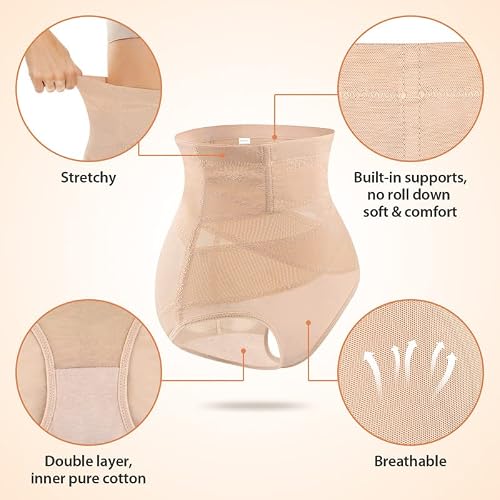Detalle de SIMIYA Women Tummy Control Knickers High Waisted Shapewear – Beige