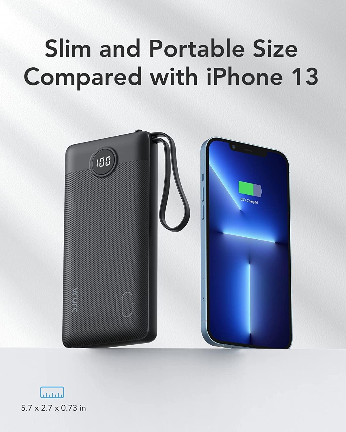 Thumbnail 5 de VRURC Power Bank 10000mAh Slim con cavi integrati