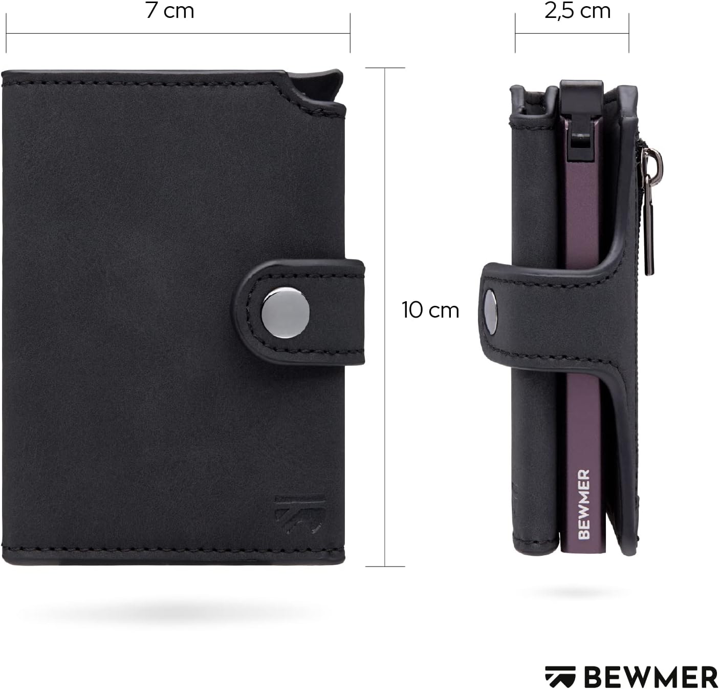 Thumbnail 4 de BEWMER v2 Shielded Slim Wallet mit Münzfach – RFID-Schutz, Auto‑Auszug & Kreditkarten bis 9 Stück