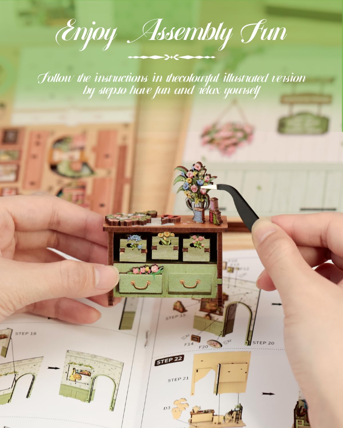Thumbnail 3 de Cutefun Book Nook „Champs-Élysées Florist“ – DIY Miniatur-Bausatz für Erwachsene (3D-Holzpuzzle)