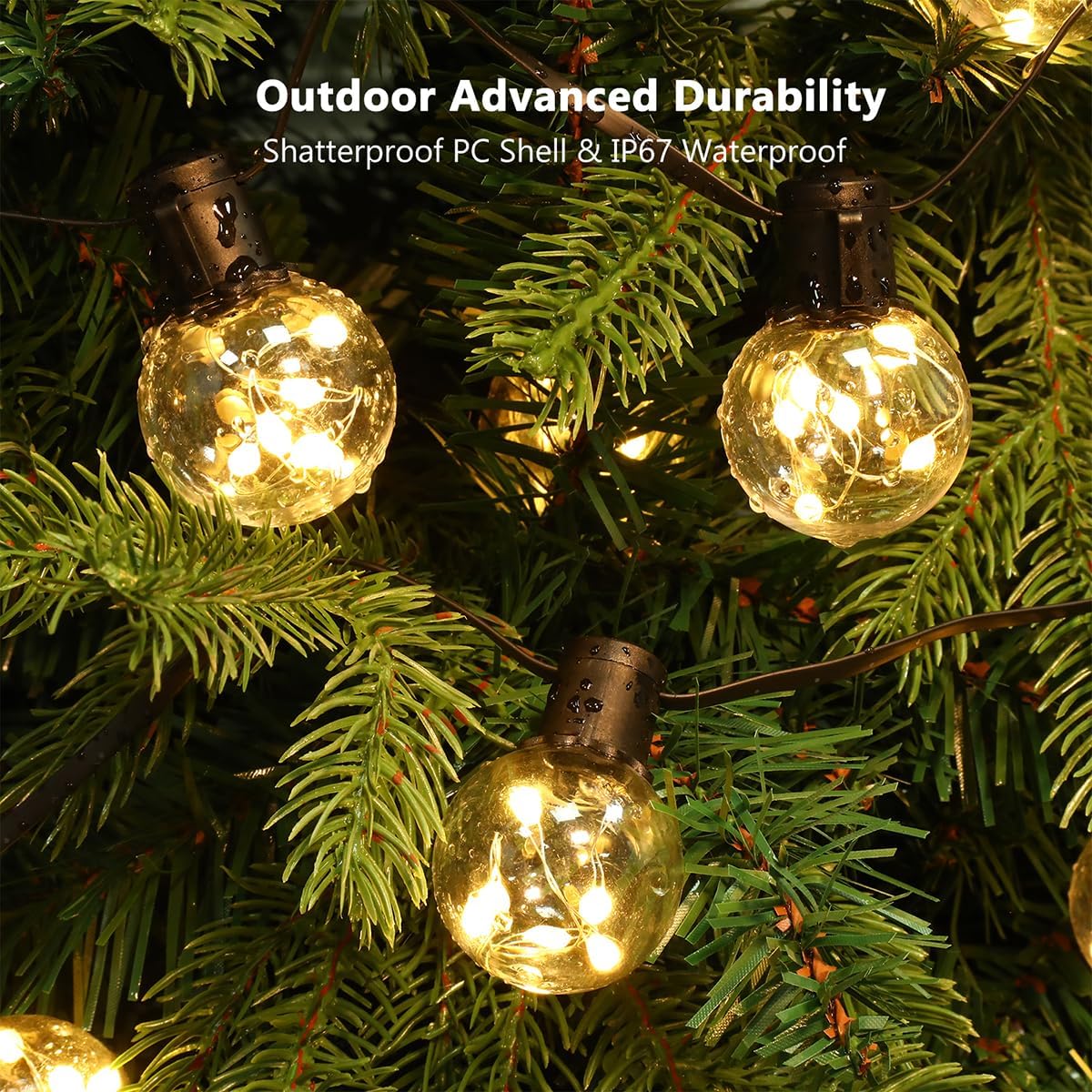 Detalle 1 de KepStars AC-20B-25F-DAUL Outdoor String Lights, 25 ft, 20 LED Bulbs