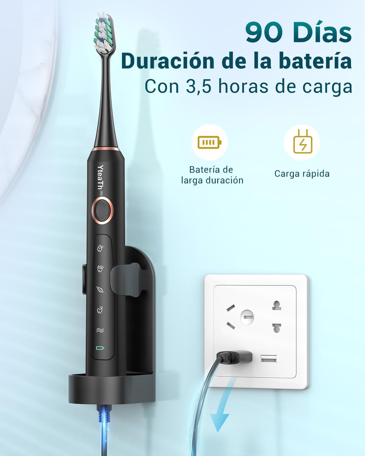Detalle 2 de Cepillo de Dientes Eléctrico Sónico 8 cabezales 🪥